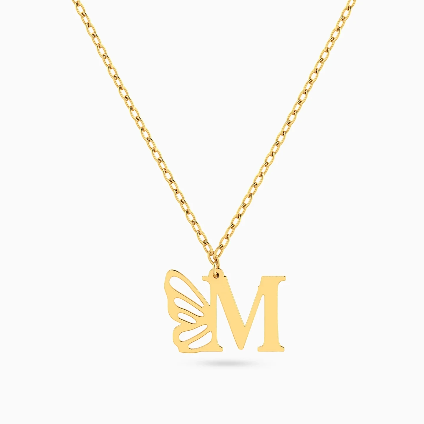 Kids Letter M & Butterfly Wing Necklace in 18K Gold Kids Letter M & Butterfly Wing Necklace in 18K Gold