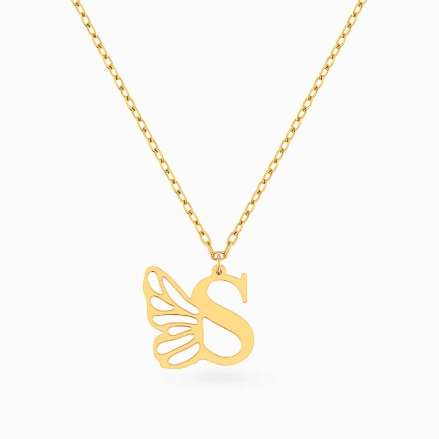 Kids Letter S & Butterfly Wing Necklace in 18K Gold Kids Letter S & Butterfly Wing Necklace in 18K Gold
