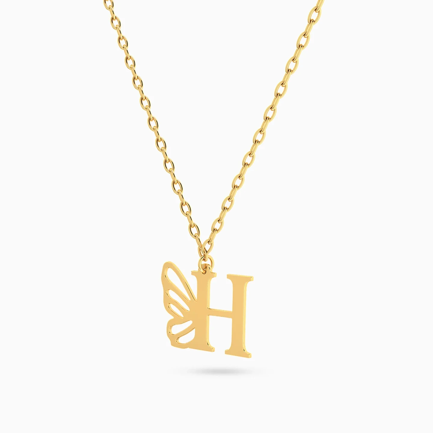 Kids Letter H & Butterfly Wing Necklace in 18K Gold - 2 Kids Letter H & Butterfly Wing Necklace in 18K Gold - 2