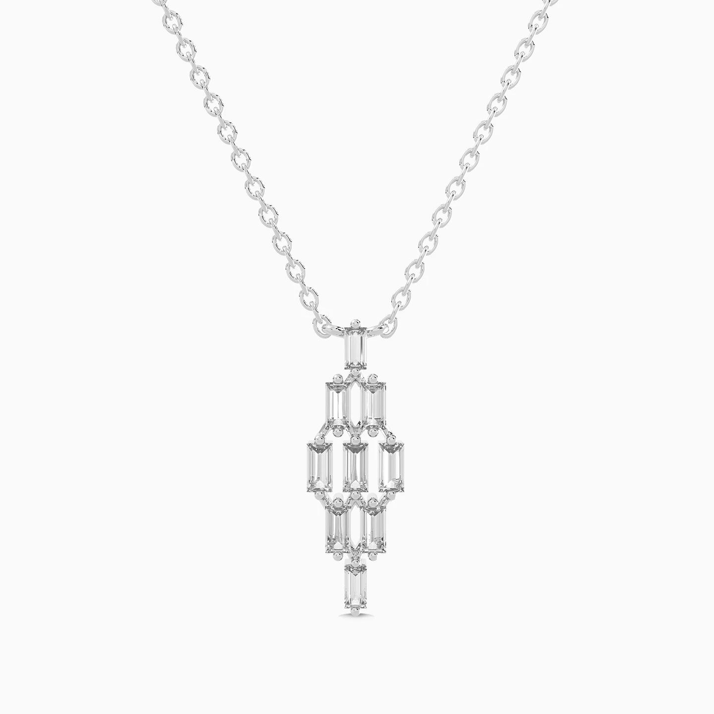 Elongated Geometric Design Diamond Necklace in 18K Gold Elongated Geometric Design Diamond Necklace in 18K Gold