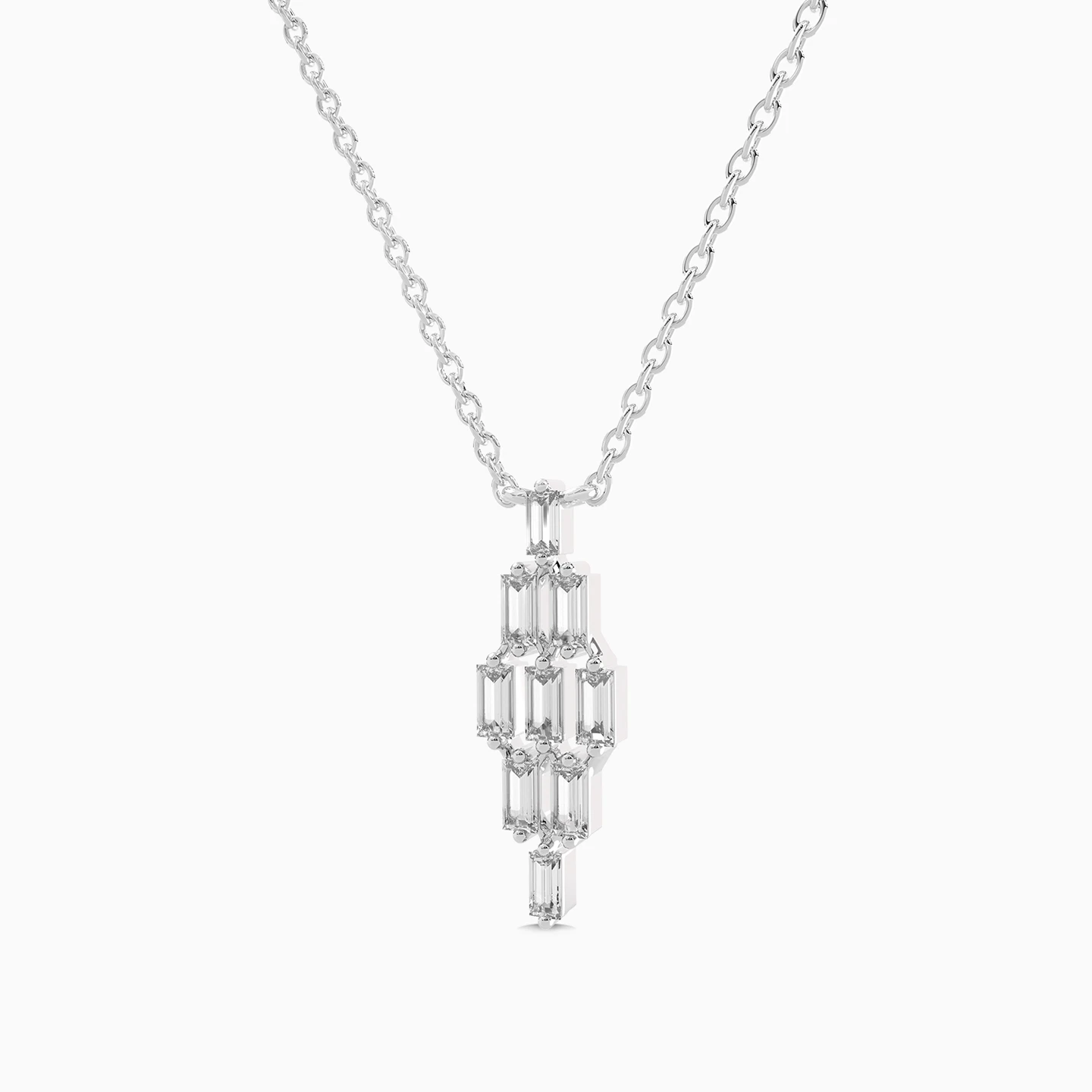 Elongated Geometric Design Diamond Necklace in 18K Gold - 3 Elongated Geometric Design Diamond Necklace in 18K Gold - 3
