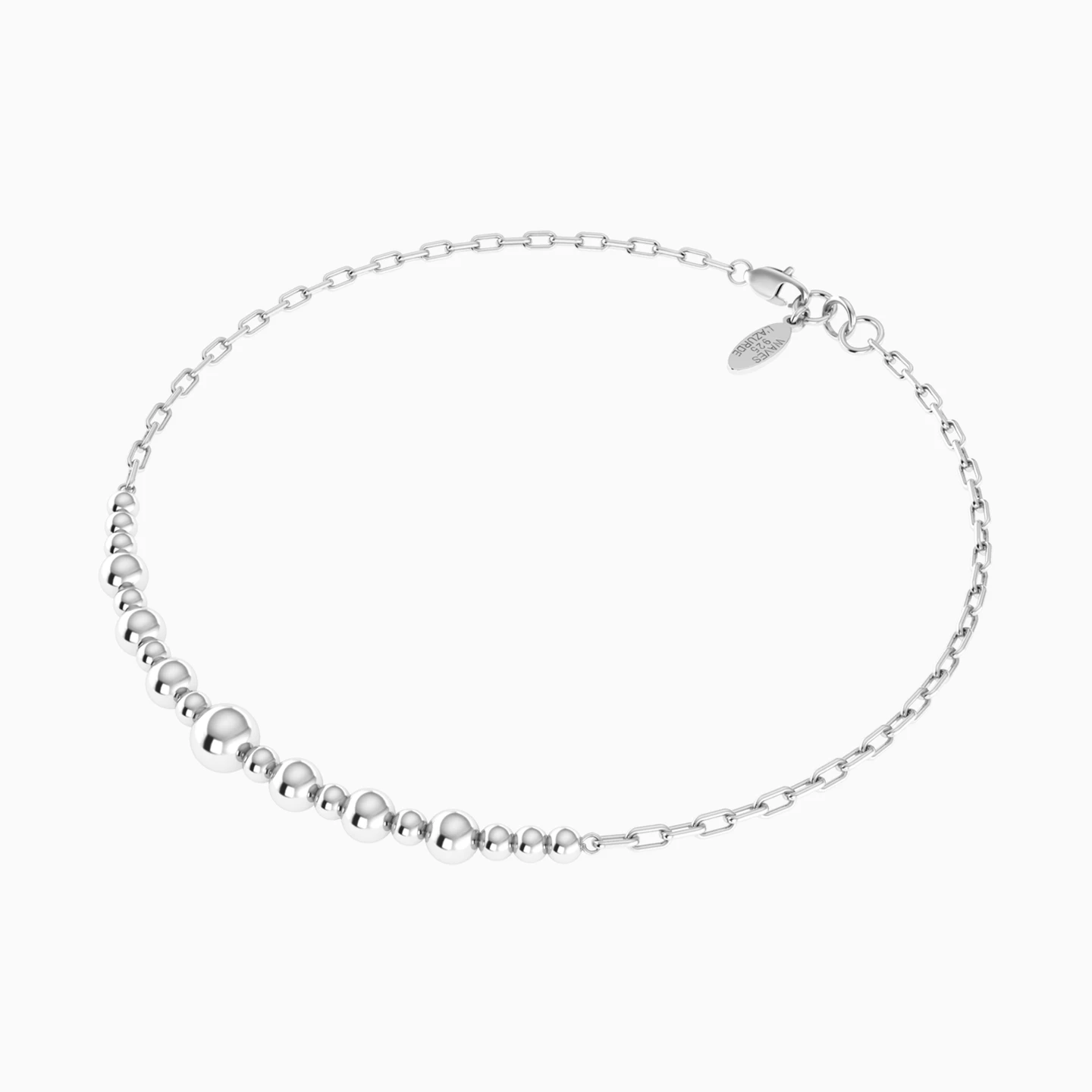 Graduating Beads Chain Bracelet in Silver - 3 Graduating Beads Chain Bracelet in Silver - 3