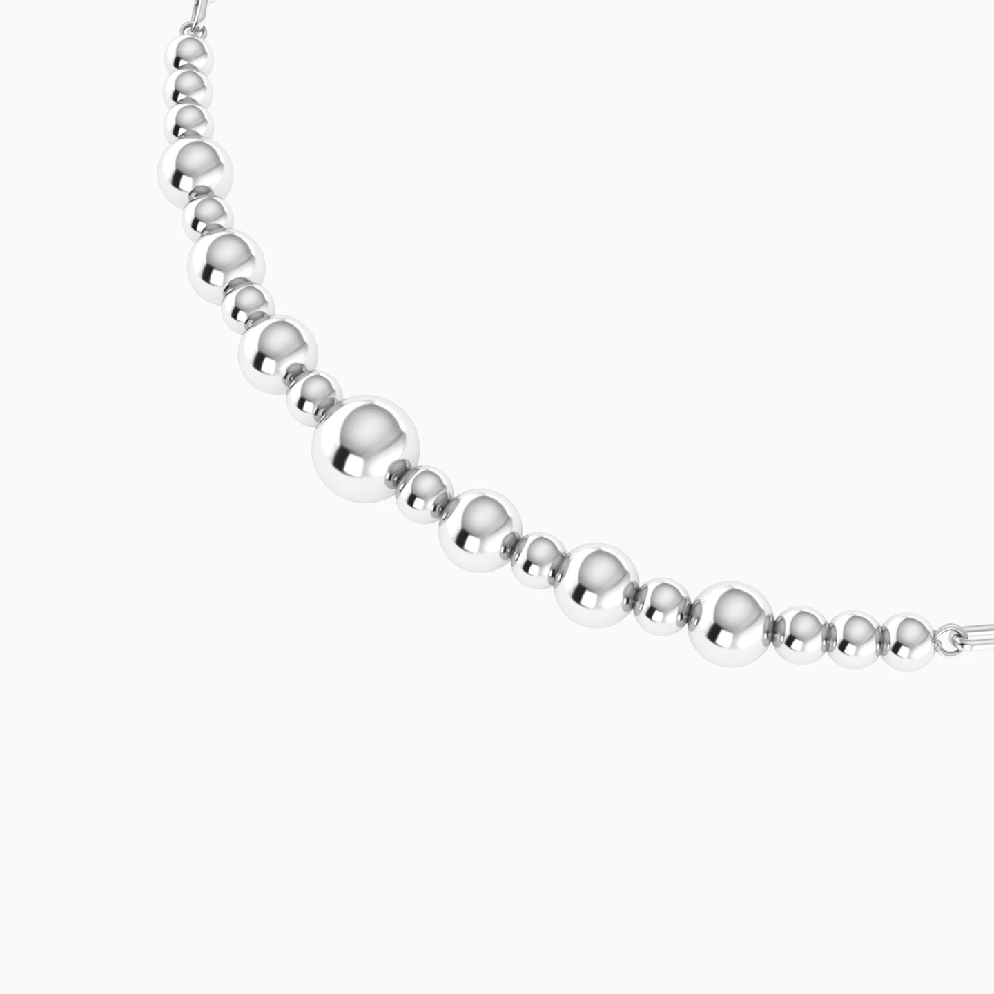 Graduating Beads Chain Bracelet in Silver - 4 Graduating Beads Chain Bracelet in Silver - 4