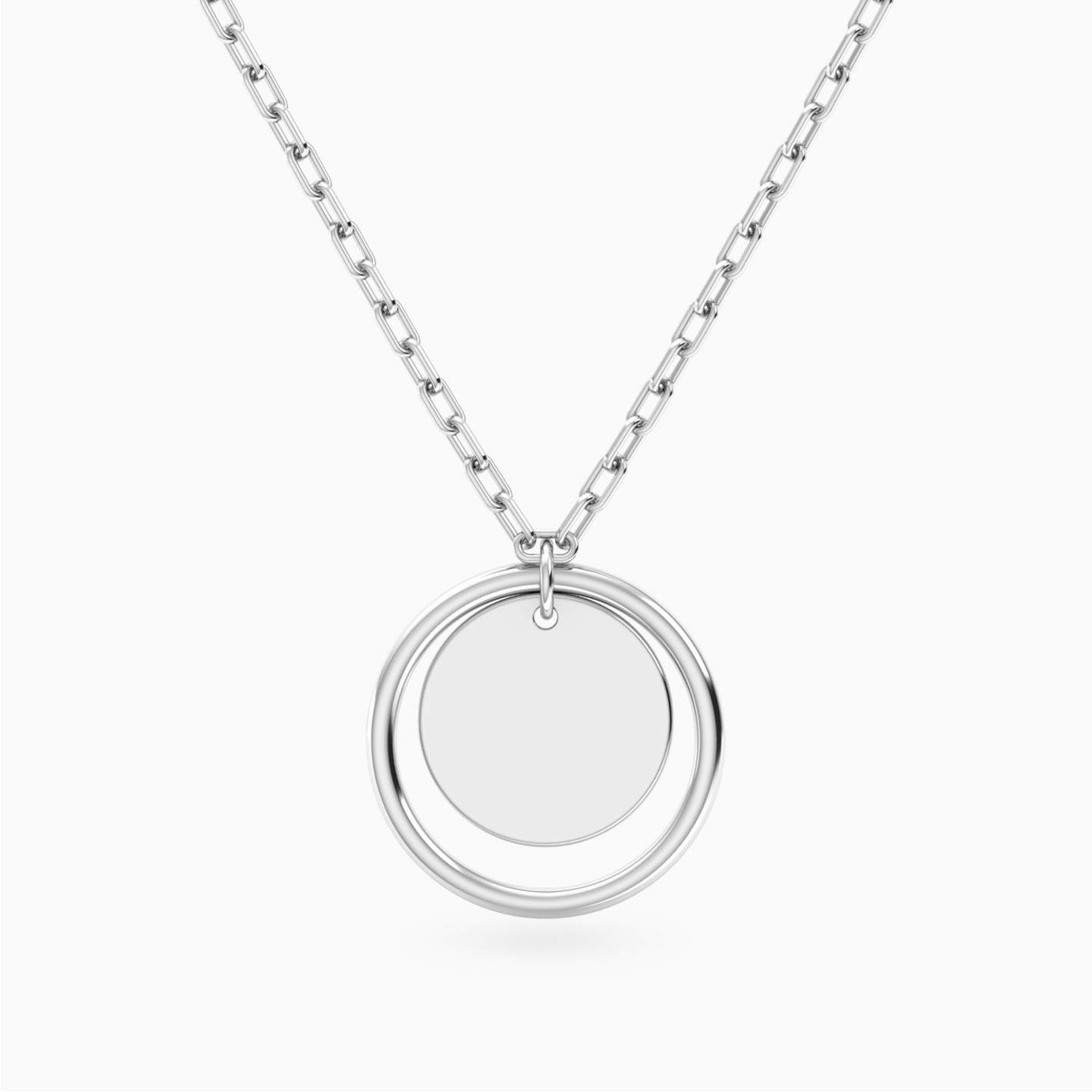 Circular Pendant Necklace in Silver Circular Pendant Necklace in Silver