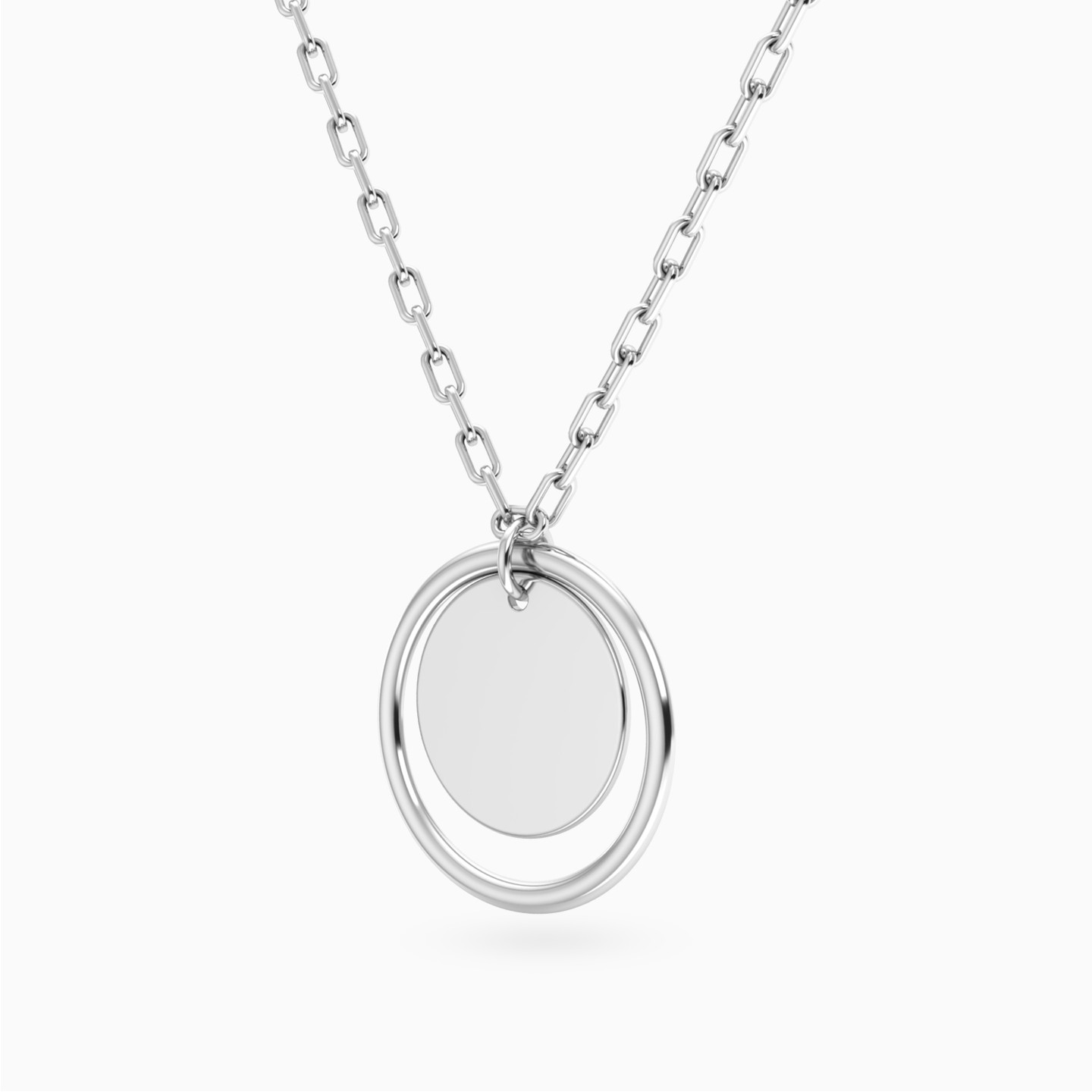 Circular Pendant Necklace in Silver - 2 Circular Pendant Necklace in Silver - 2