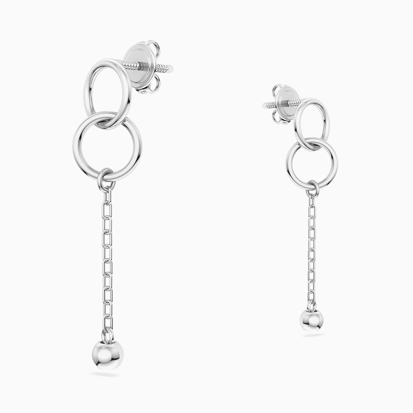 Circles Drop Earrings in Silver - 4 Circles Drop Earrings in Silver - 4