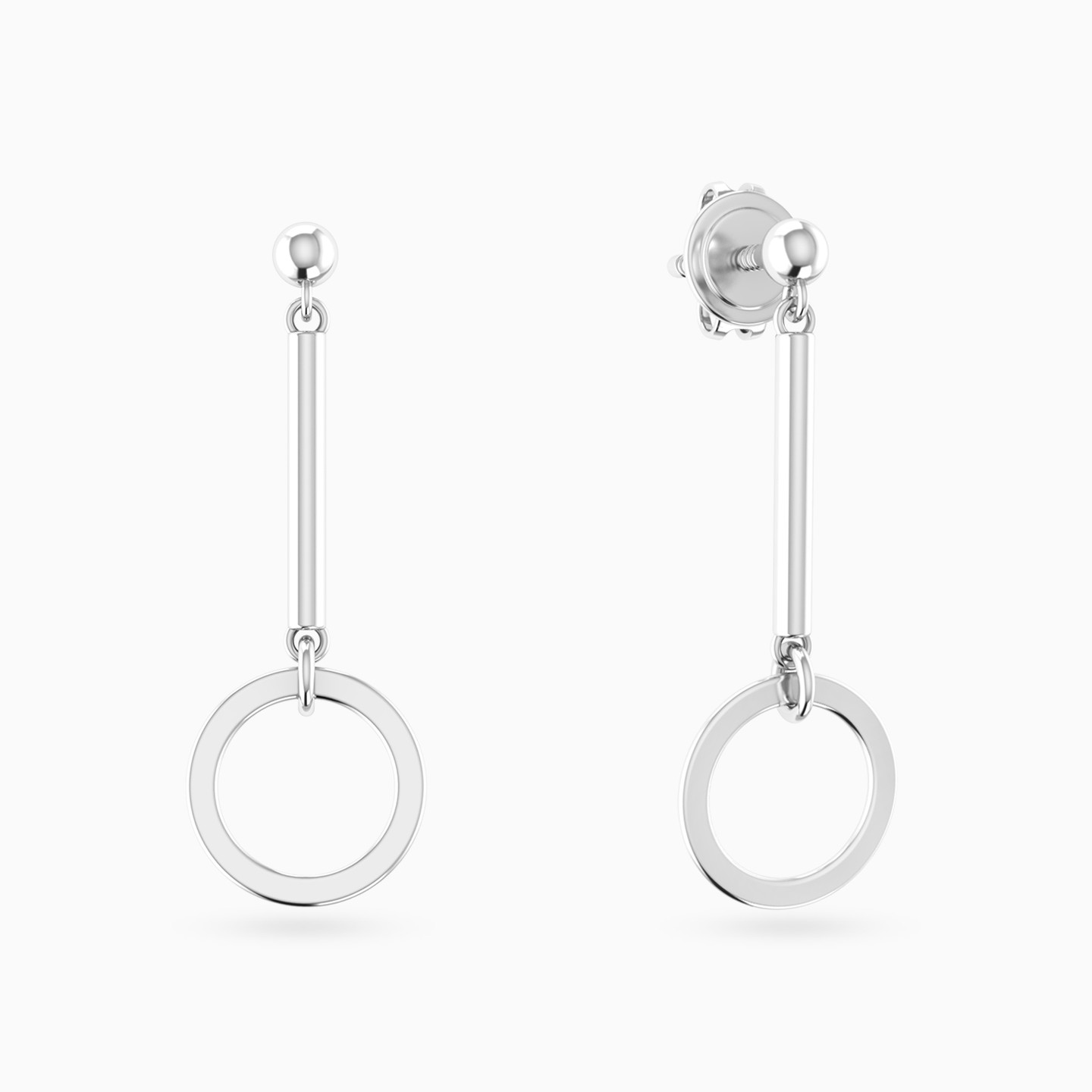 Vertical Line & Circle Drop Earrings in Silver Vertical Line & Circle Drop Earrings in Silver