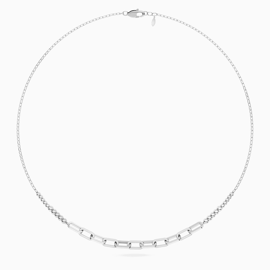 Paperclip Links & Beads Necklace in Silver - 4 Paperclip Links & Beads Necklace in Silver - 4