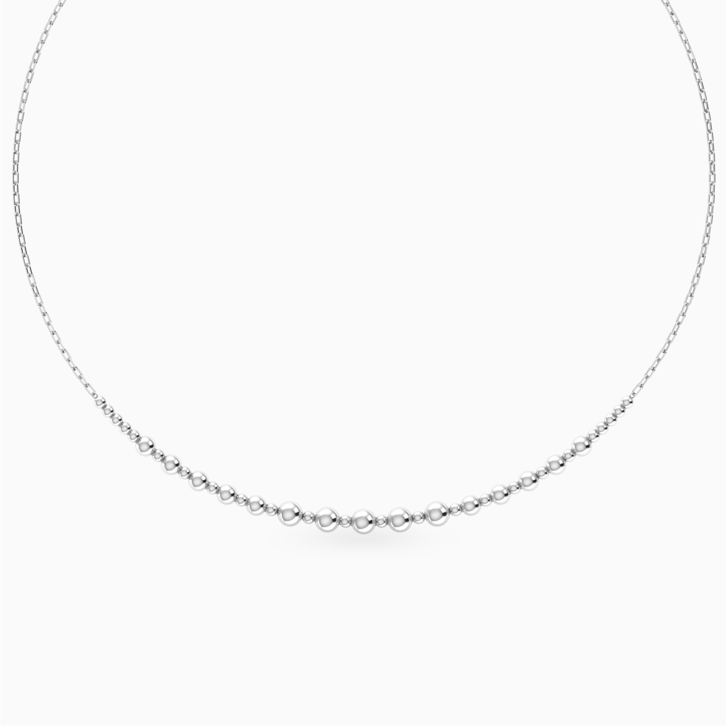 Graduating Beads Necklace in Silver Graduating Beads Necklace in Silver