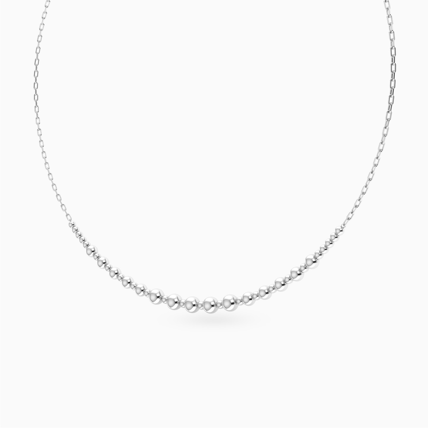 Graduating Beads Necklace in Silver - 2 Graduating Beads Necklace in Silver - 2
