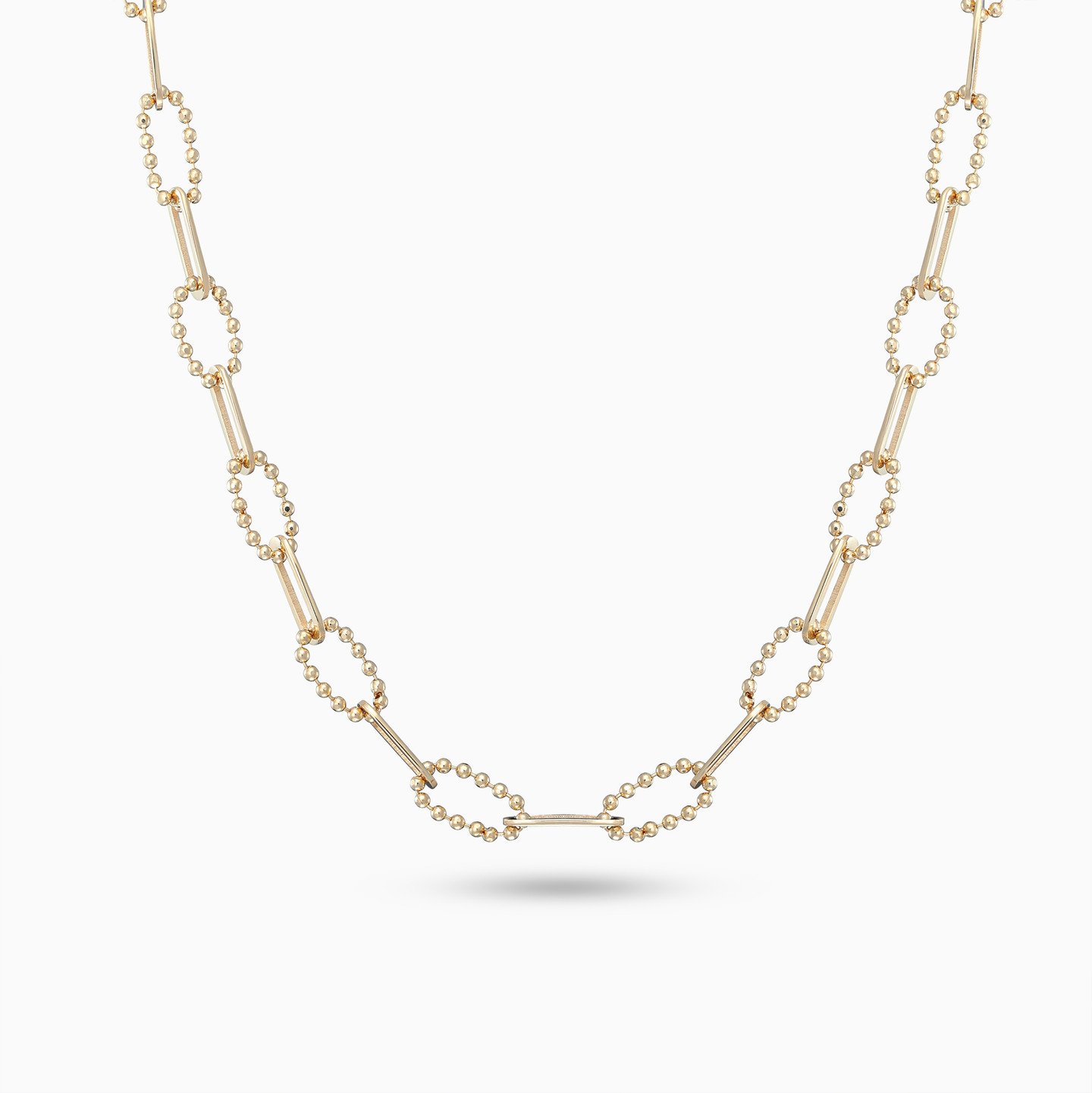 Paperclip & Beaded Links Necklace in 18K Gold Paperclip & Beaded Links Necklace in 18K Gold
