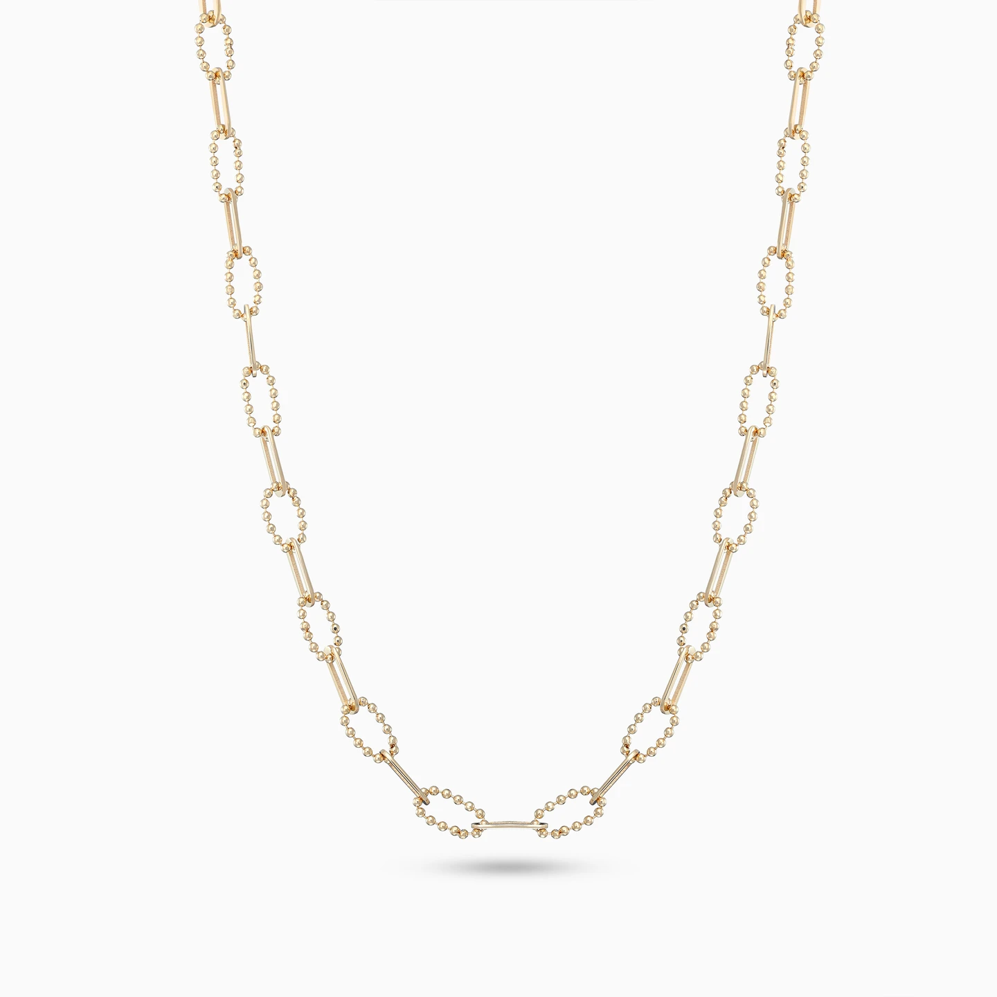 Paperclip & Beaded Links Necklace in 18K Gold - 3 Paperclip & Beaded Links Necklace in 18K Gold - 3