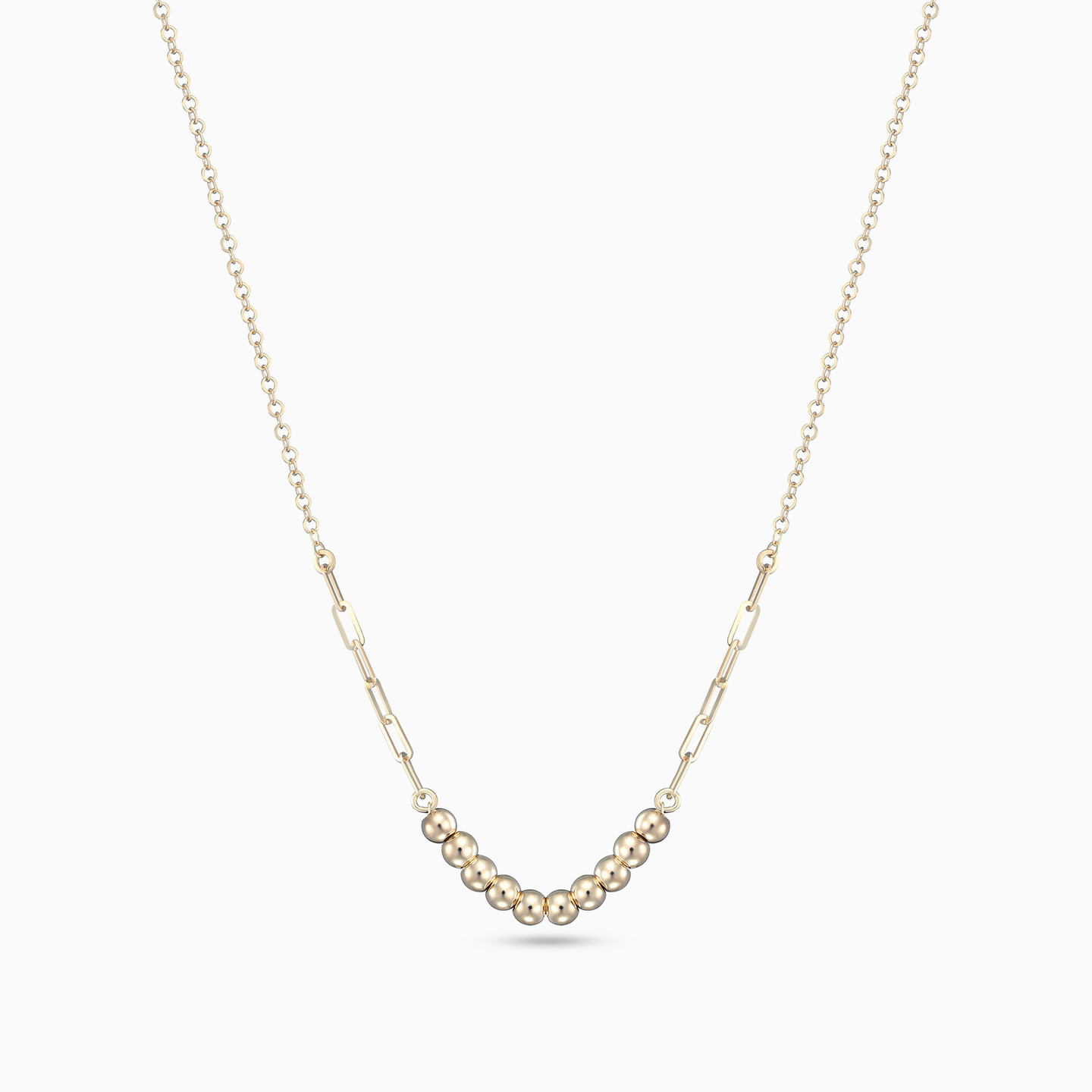 Spheres & Paperclip Links Necklace in 18K Gold - 3 Spheres & Paperclip Links Necklace in 18K Gold - 3