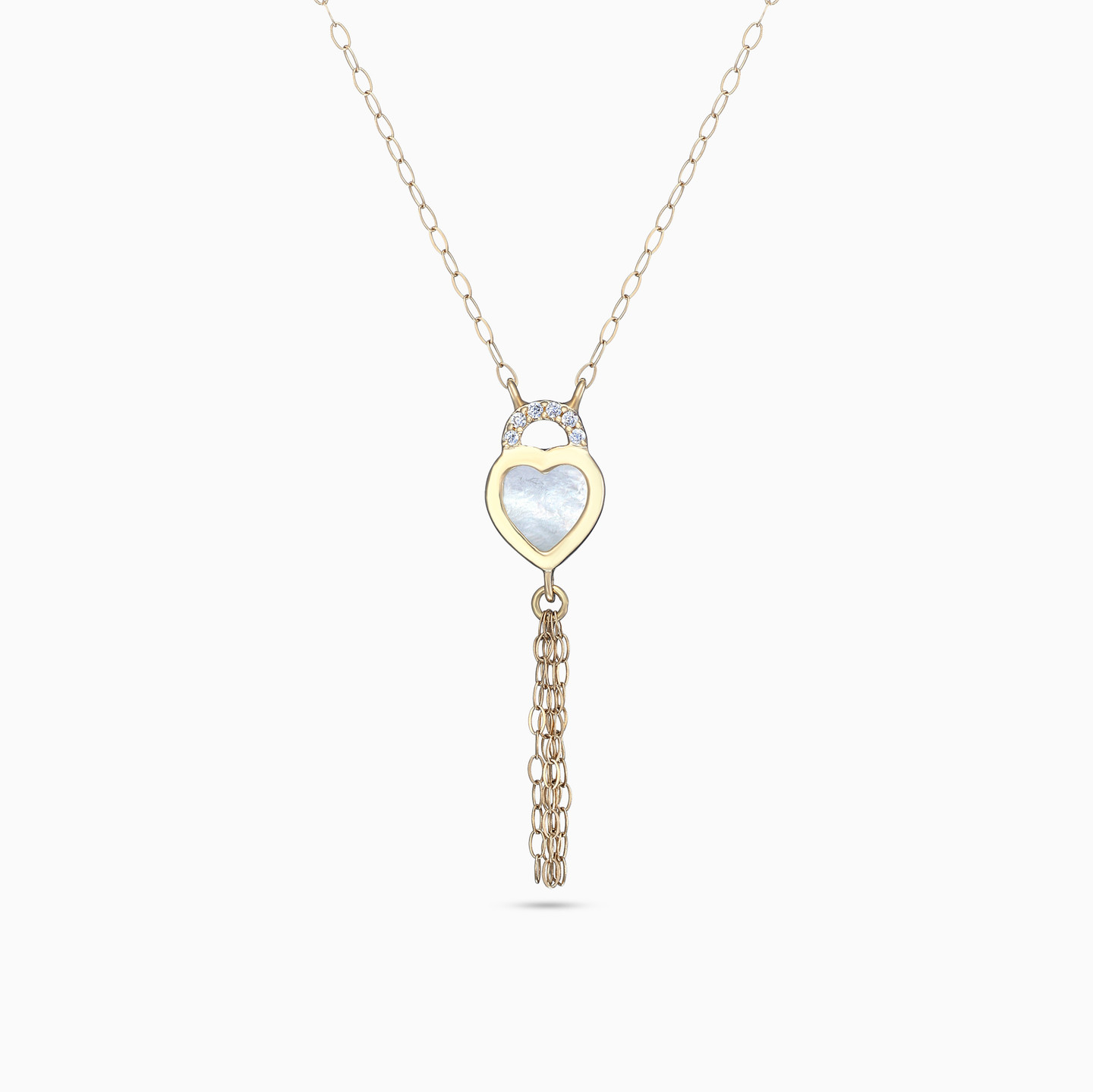 Heart & Chains Pearl Necklace in 18K Gold Heart & Chains Pearl Necklace in 18K Gold