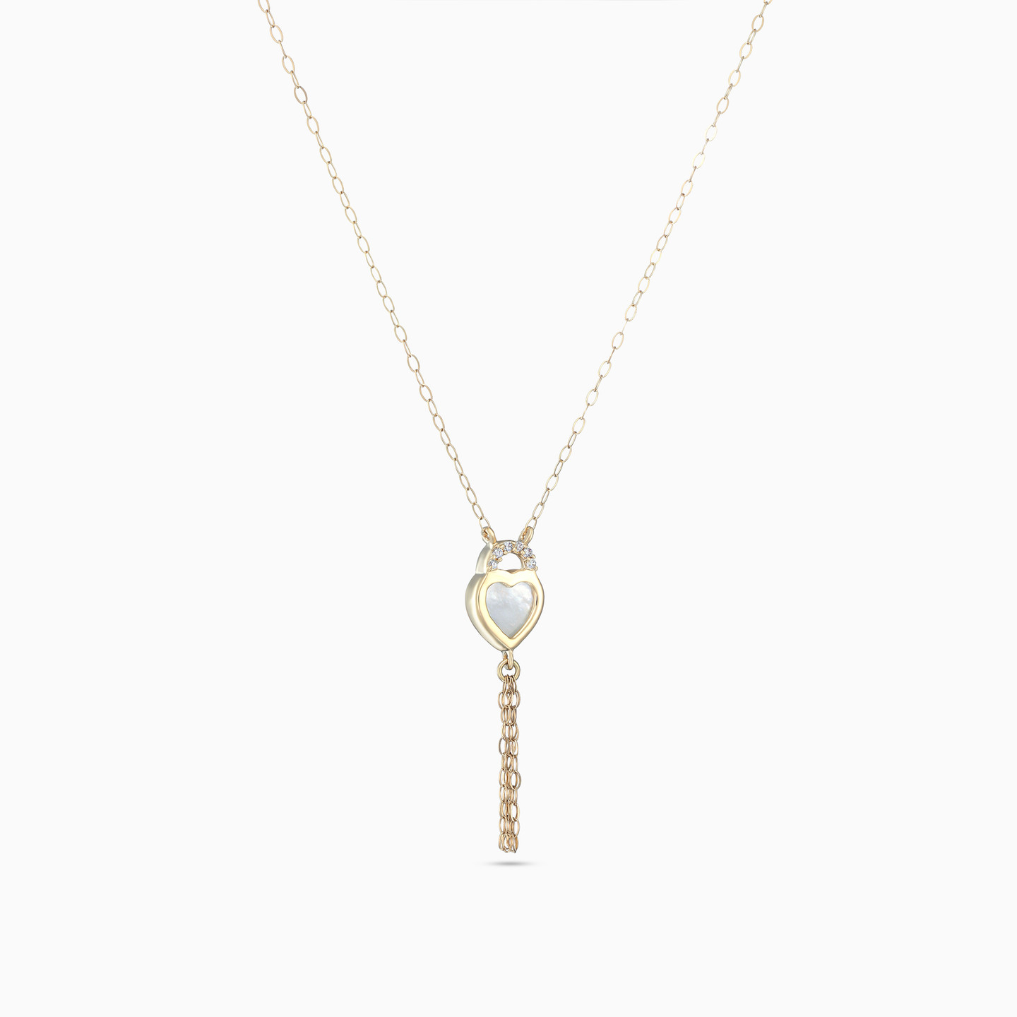 Heart & Chains Pearl Necklace in 18K Gold - 2 Heart & Chains Pearl Necklace in 18K Gold - 2