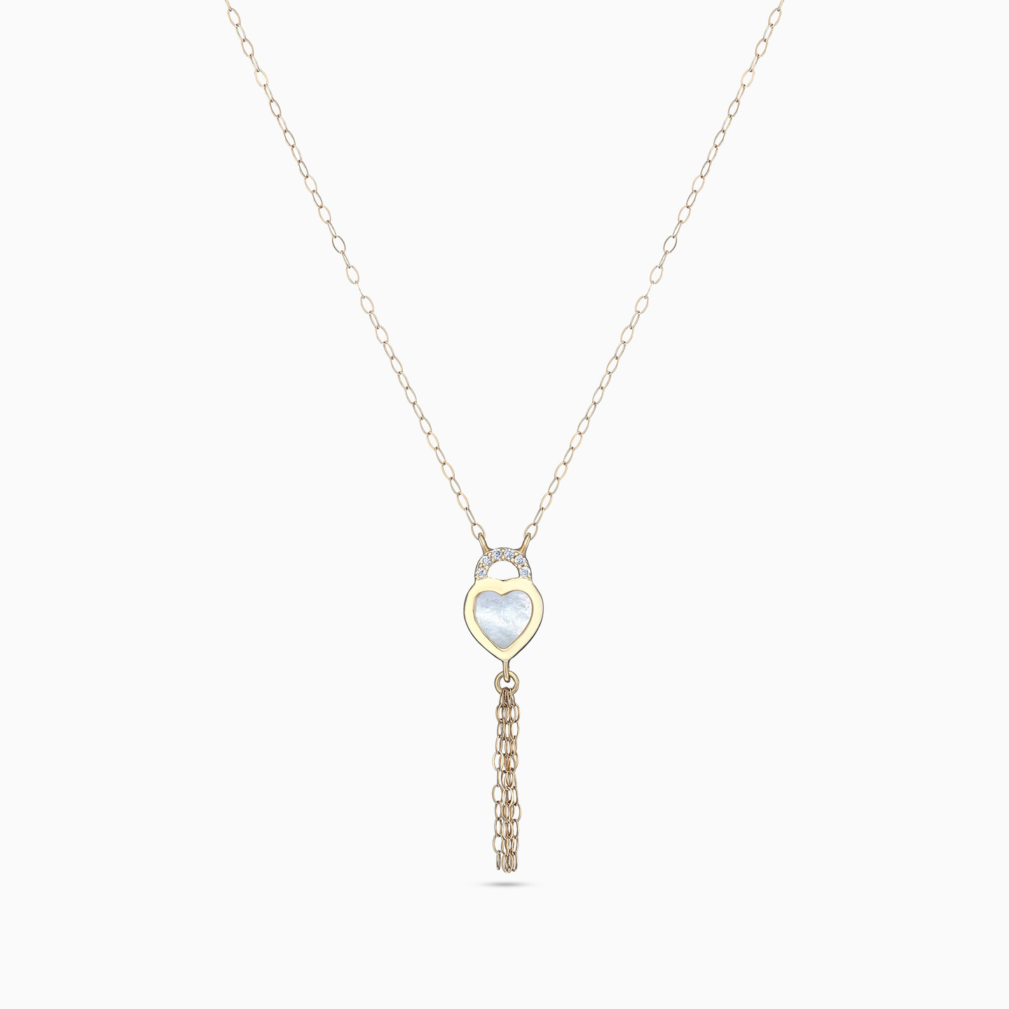 Heart & Chains Pearl Necklace in 18K Gold - 3 Heart & Chains Pearl Necklace in 18K Gold - 3