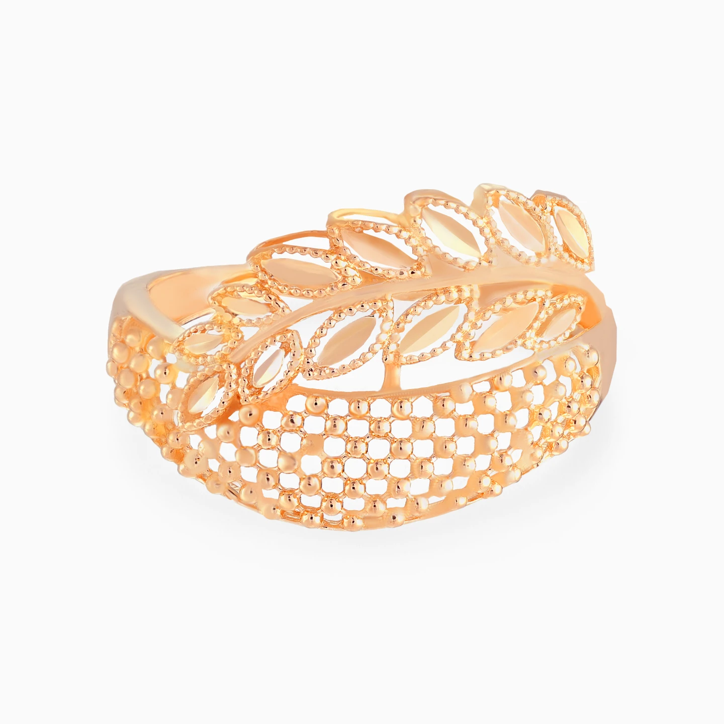 Textured Lettice & Leaves Ring in 21K Gold Textured Lettice & Leaves Ring in 21K Gold