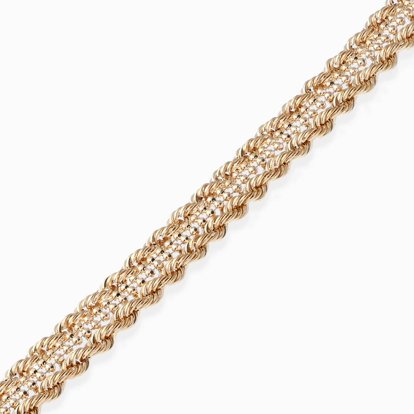 Two Twisted Ropes & Beads Chain Bracelet in 21K Gold - 3 Two Twisted Ropes & Beads Chain Bracelet in 21K Gold - 3