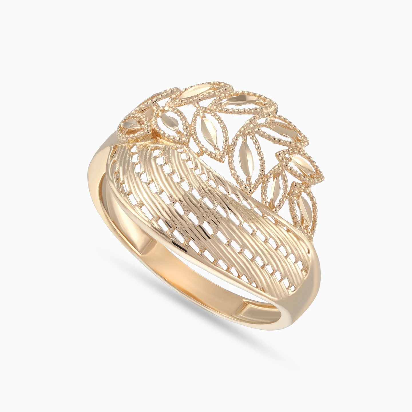 Leaves & Curves Ring in 21K Gold - 2 Leaves & Curves Ring in 21K Gold - 2