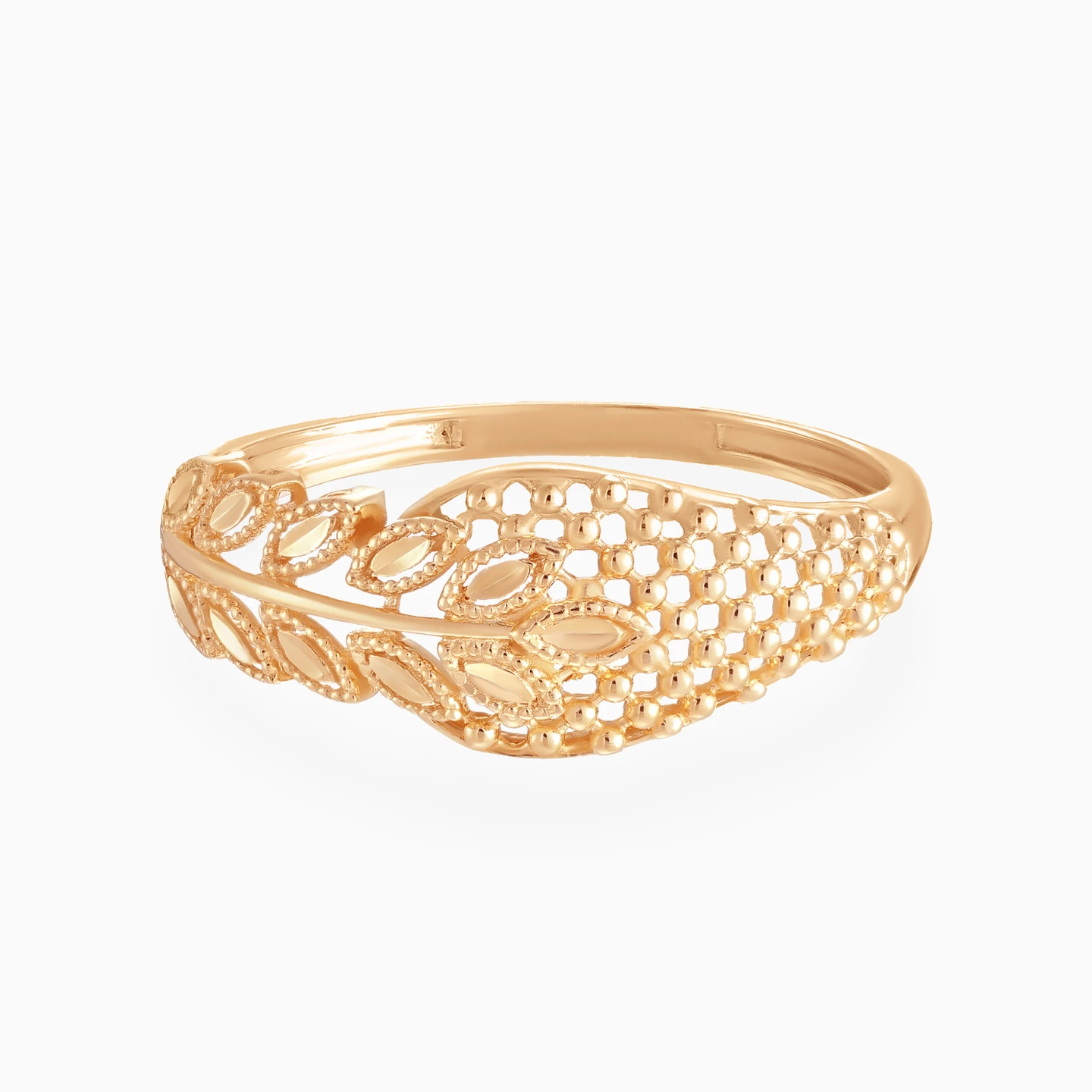 Leaves & Textured Lettice Ring in 21K Gold Leaves & Textured Lettice Ring in 21K Gold
