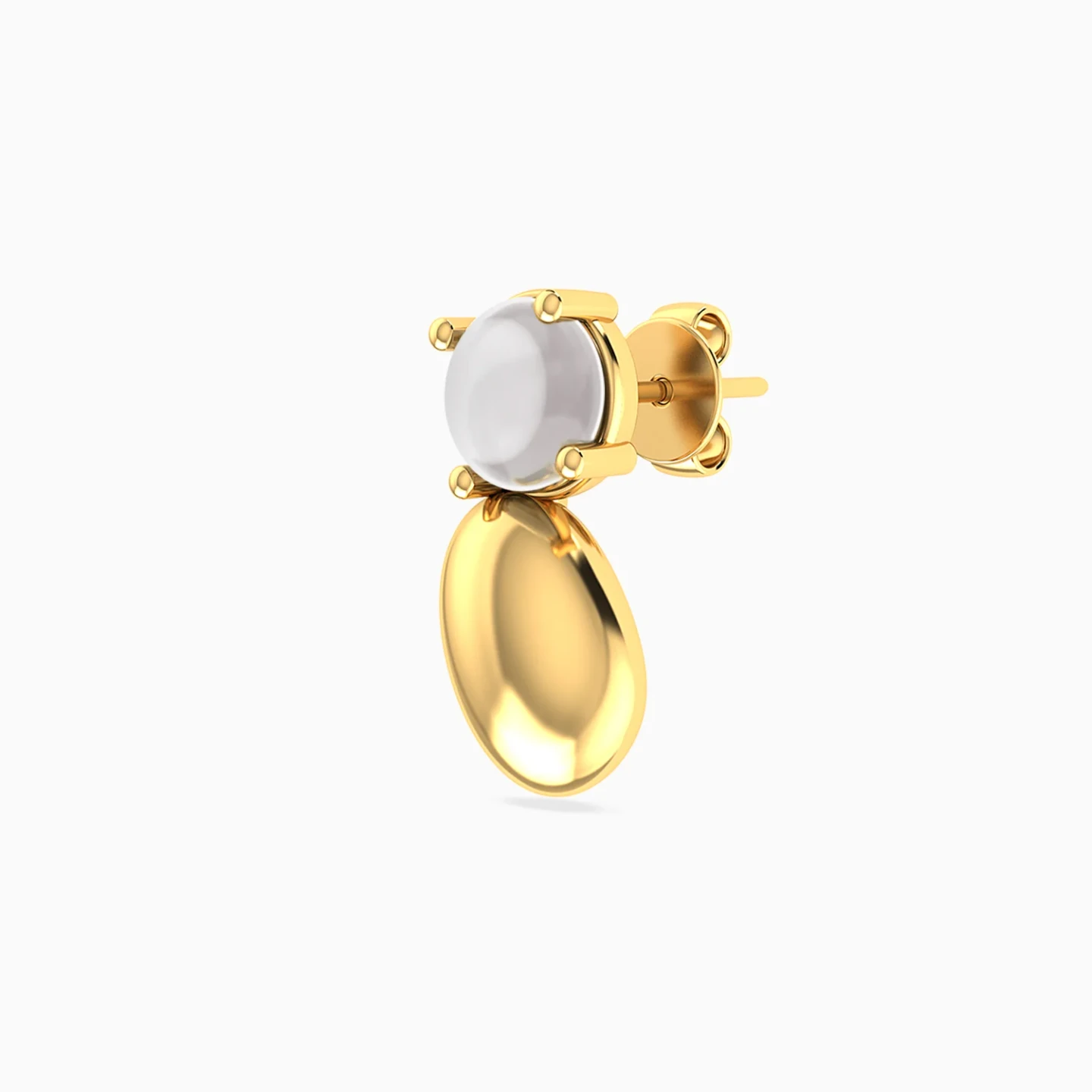 Oval Discs & Colored Stones Drop Earrings in Yellow Gold Plating - 4 Oval Discs & Colored Stones Drop Earrings in Yellow Gold Plating - 4