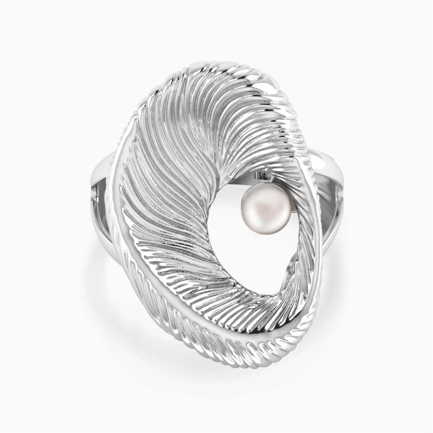 Oval Swirl Pearl Split Shank Ring in Sterling Silver Oval Swirl Pearl Split Shank Ring in Sterling Silver