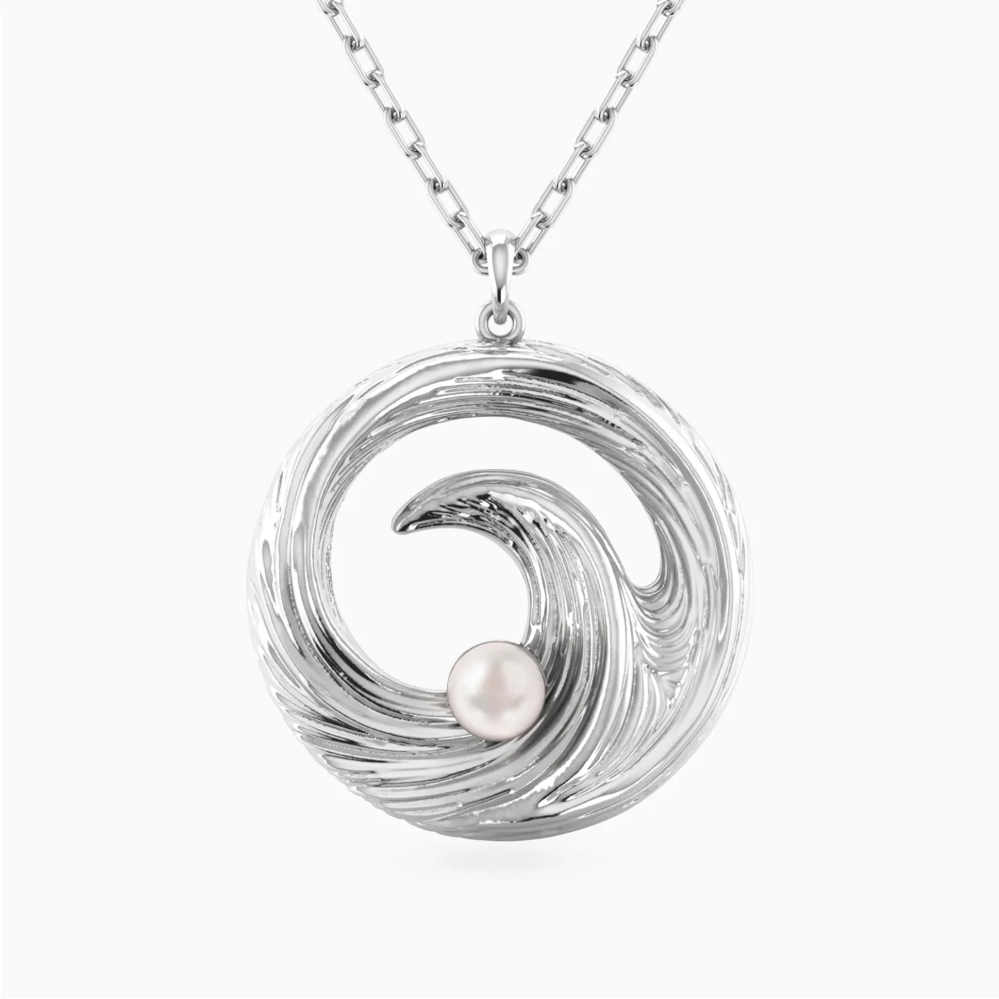 Swirl Pearl Pendant Necklace in Sterling Silver Swirl Pearl Pendant Necklace in Sterling Silver