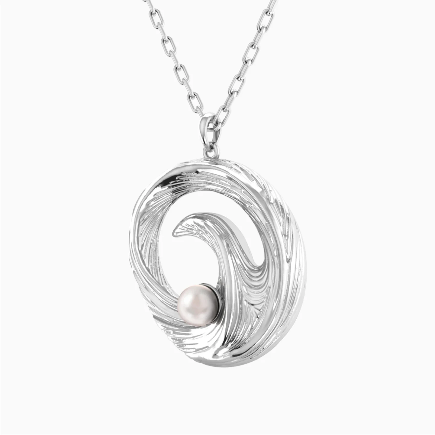 Swirl Pearl Pendant Necklace in Sterling Silver - 2 Swirl Pearl Pendant Necklace in Sterling Silver - 2