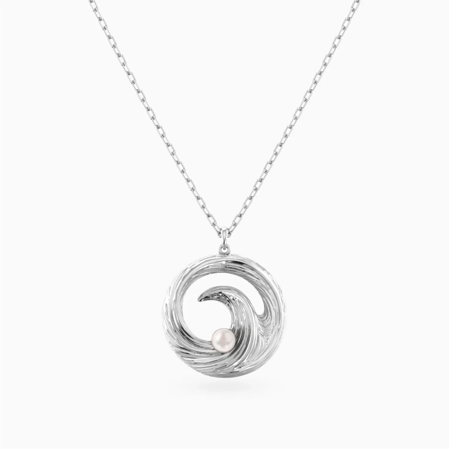 Swirl Pearl Pendant Necklace in Sterling Silver - 3 Swirl Pearl Pendant Necklace in Sterling Silver - 3