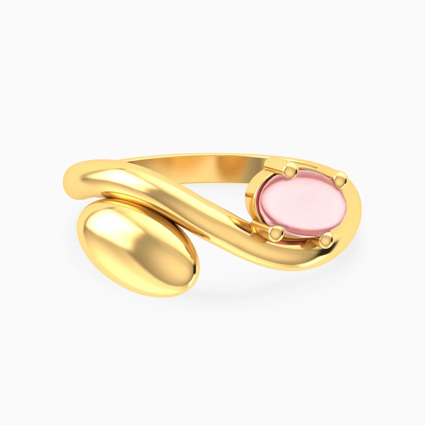 Alternating Oval Disc & Rose Stone Ring in Yellow Gold Plating Alternating Oval Disc & Rose Stone Ring in Yellow Gold Plating