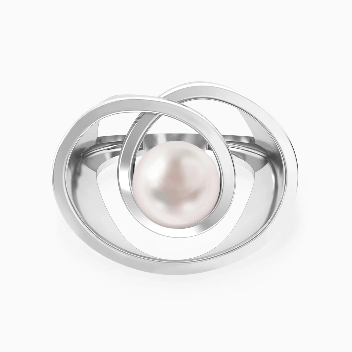 Overlapping Curves Pearl Ring in Silver (Size 14) Overlapping Curves Pearl Ring in Silver (Size 14)