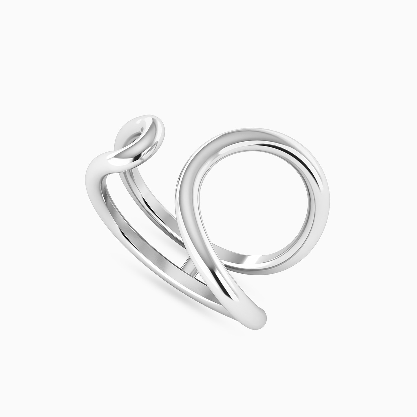 Two Flowing Loops Open Ring in Silver (Size 14) - 3 Two Flowing Loops Open Ring in Silver (Size 14) - 3