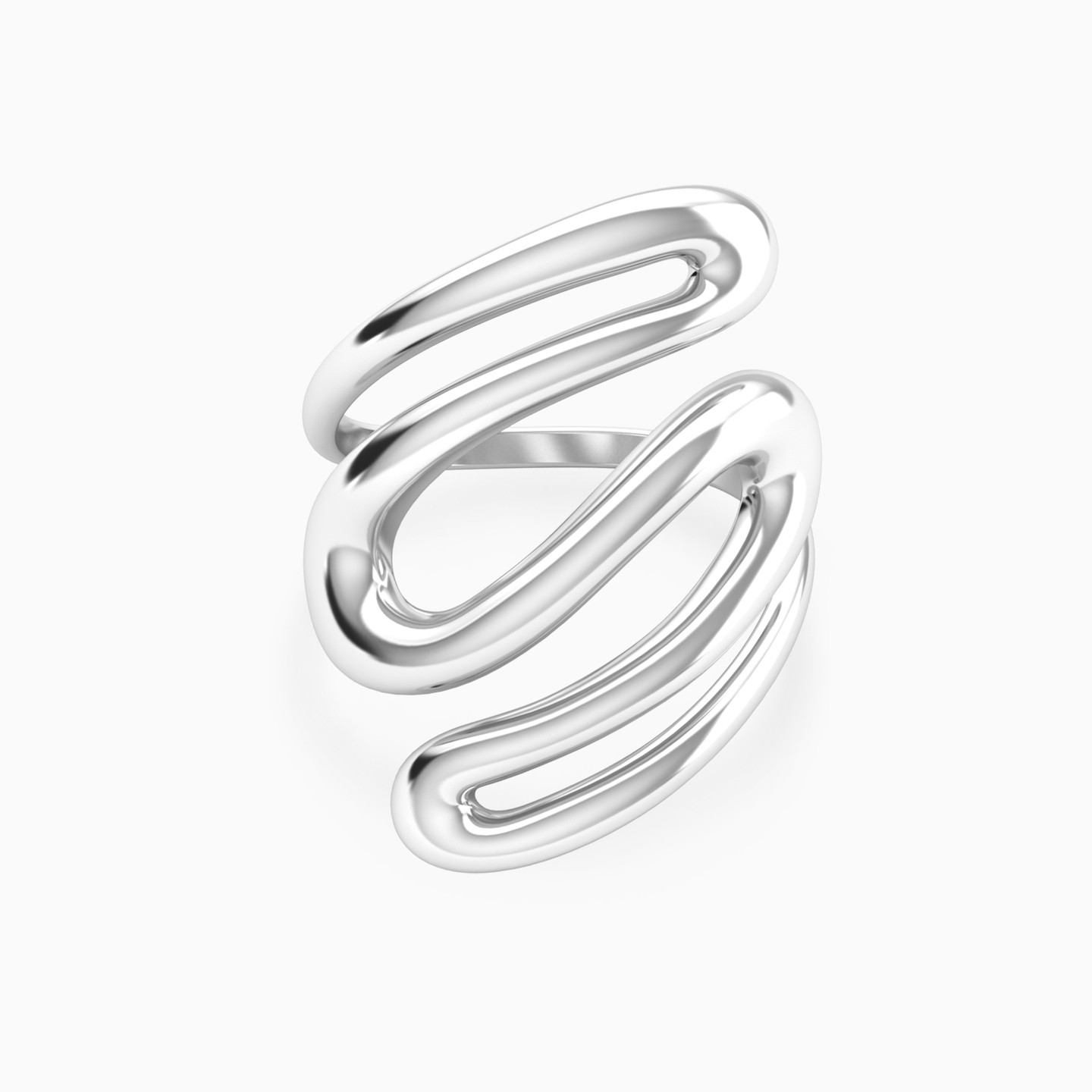 Fluid Wavy Center Ring in Silver (Size 18) Fluid Wavy Center Ring in Silver (Size 18)