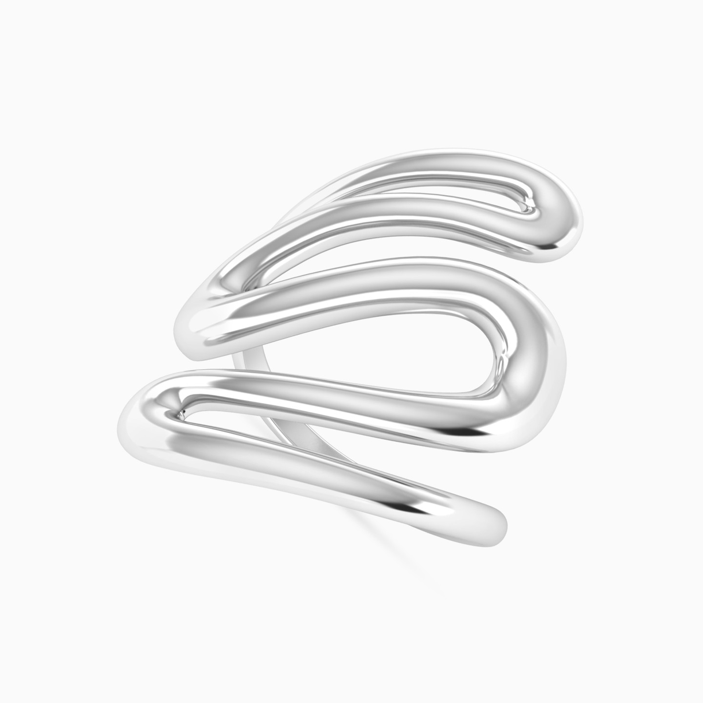 Fluid Wavy Center Ring in Silver (Size 18) - 3 Fluid Wavy Center Ring in Silver (Size 18) - 3