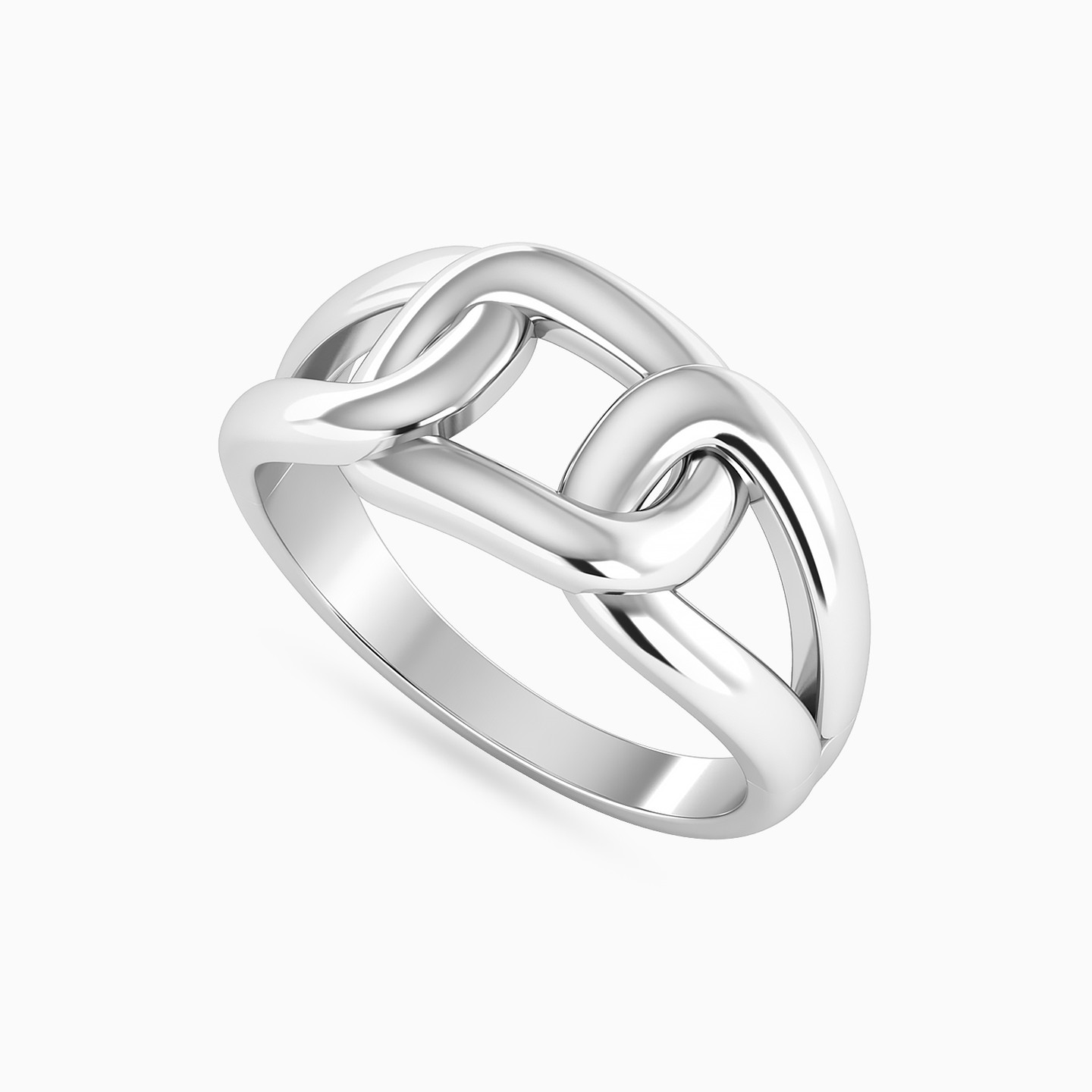 Rectangular Loops Ring in Silver (Size 14) - 3 Rectangular Loops Ring in Silver (Size 14) - 3