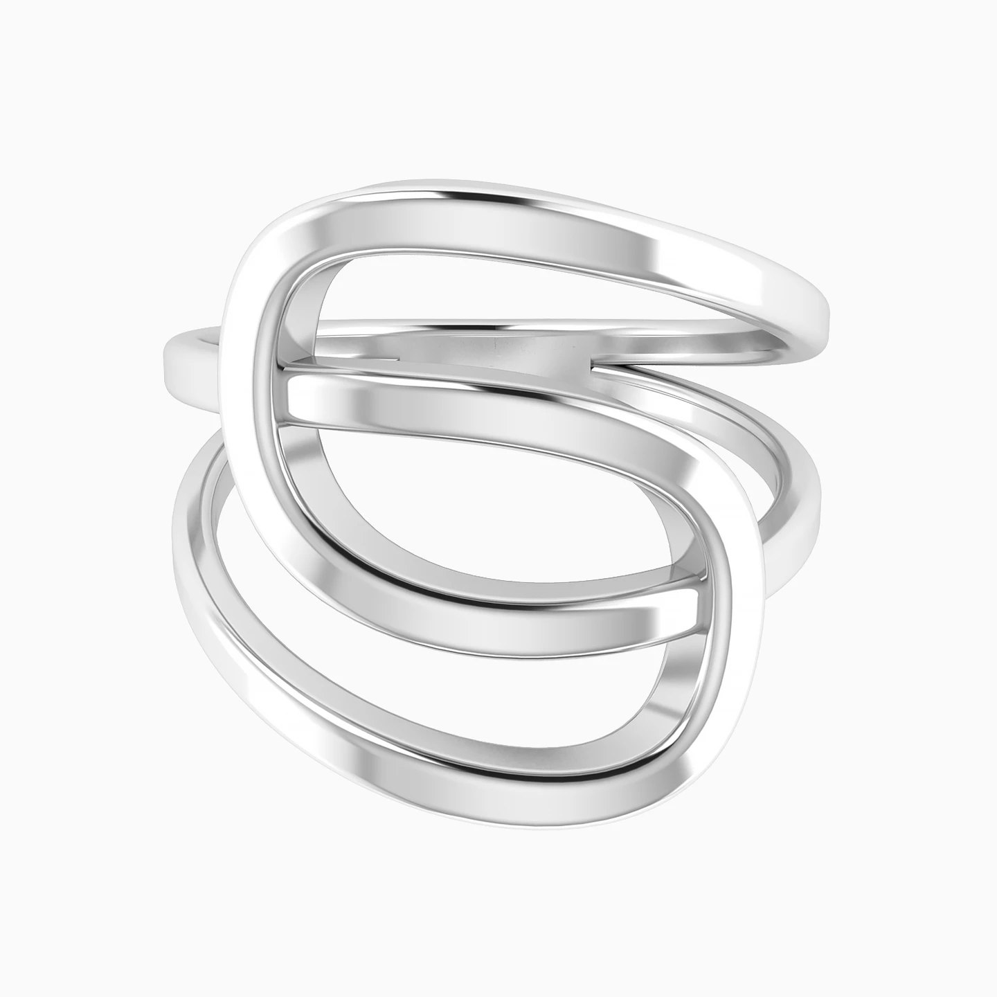 Two Elongated Open Loops Ring in Silver (Size 18) Two Elongated Open Loops Ring in Silver (Size 18)
