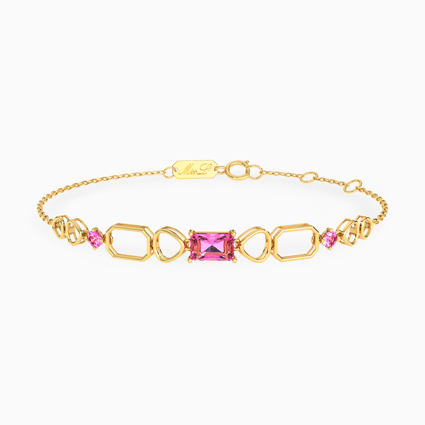 Links Rose Stone Chain Bracelet in 18K Gold Links Rose Stone Chain Bracelet in 18K Gold