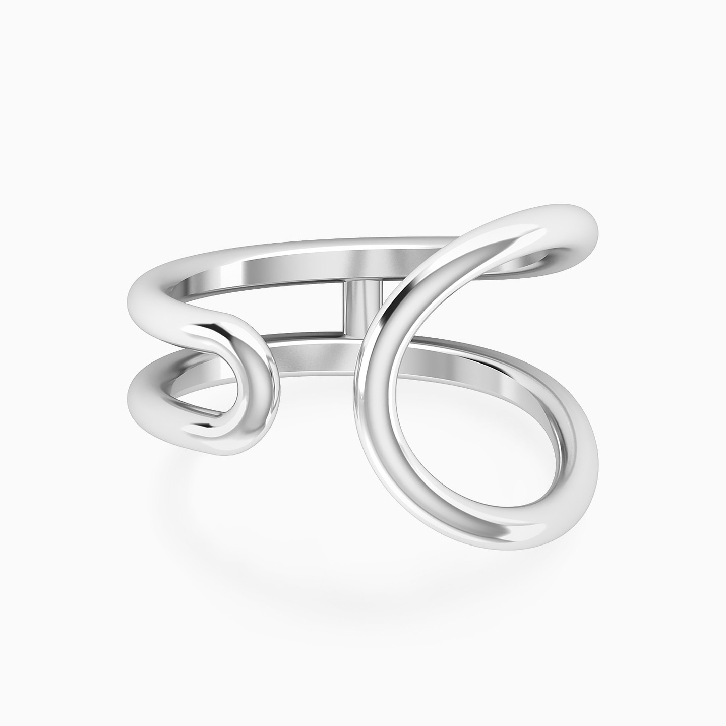Two Flowing Loops Open Ring in Silver (Size 16) Two Flowing Loops Open Ring in Silver (Size 16)