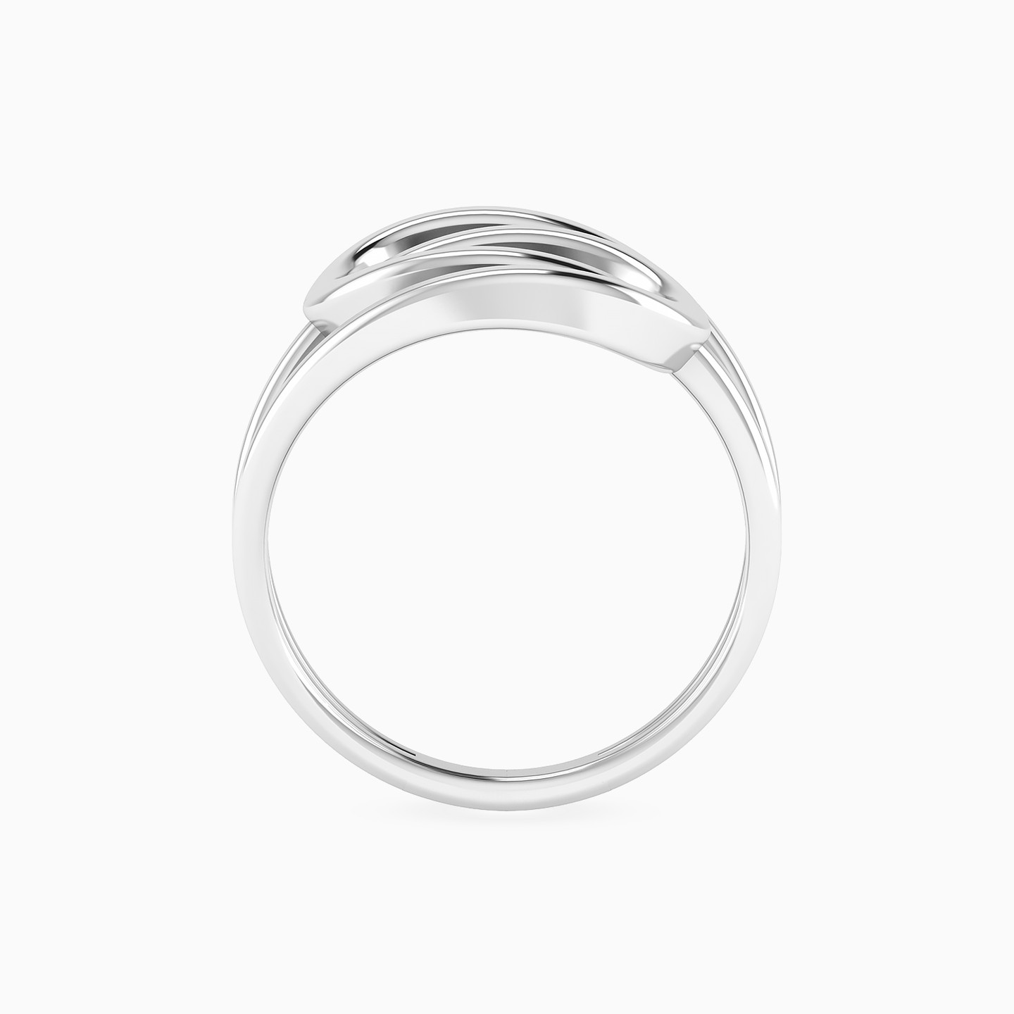 Two Elongated Open Loops Ring in Silver (Size 16) - 4 Two Elongated Open Loops Ring in Silver (Size 16) - 4