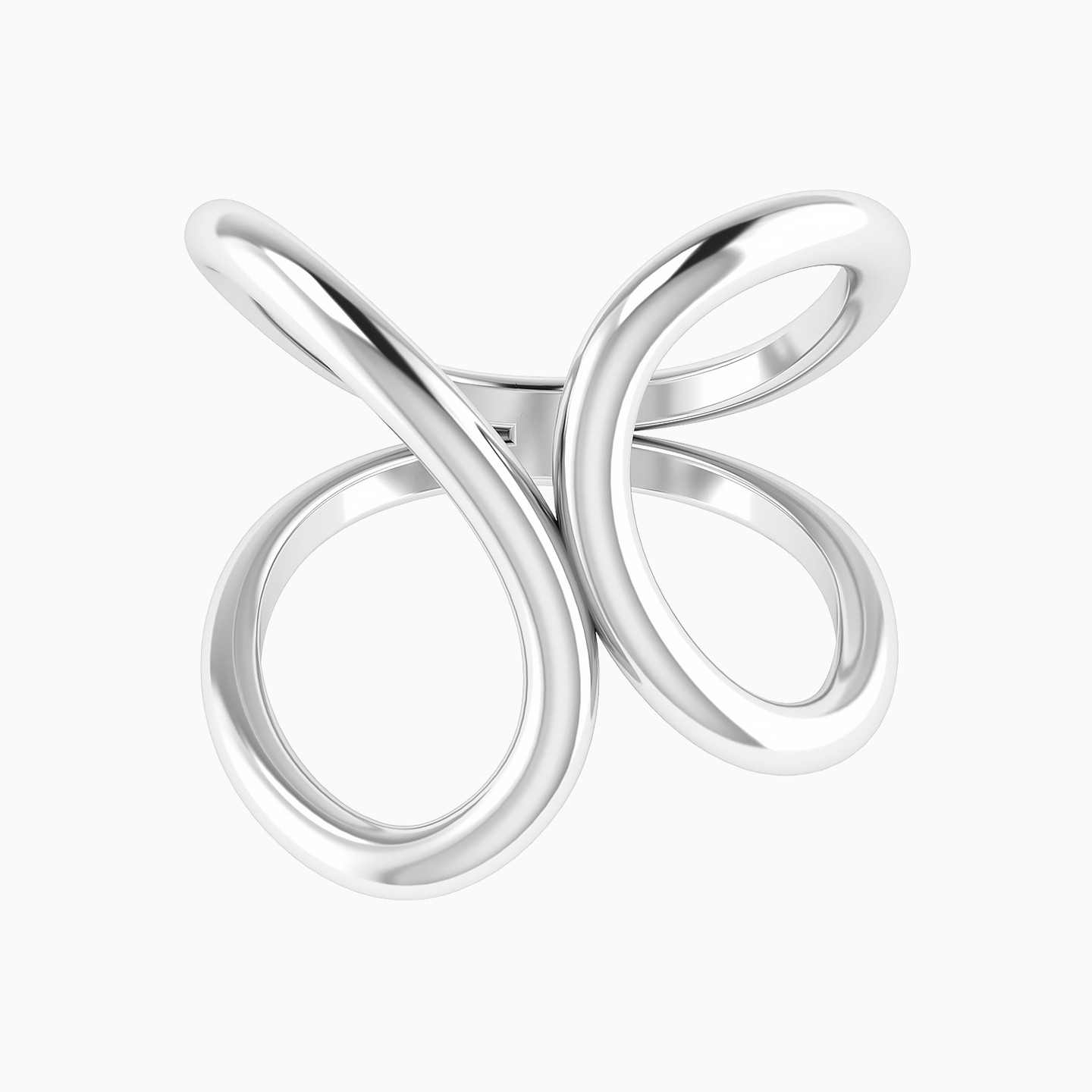 Curving Open Loops Ring in Silver (Size 18) Curving Open Loops Ring in Silver (Size 18)