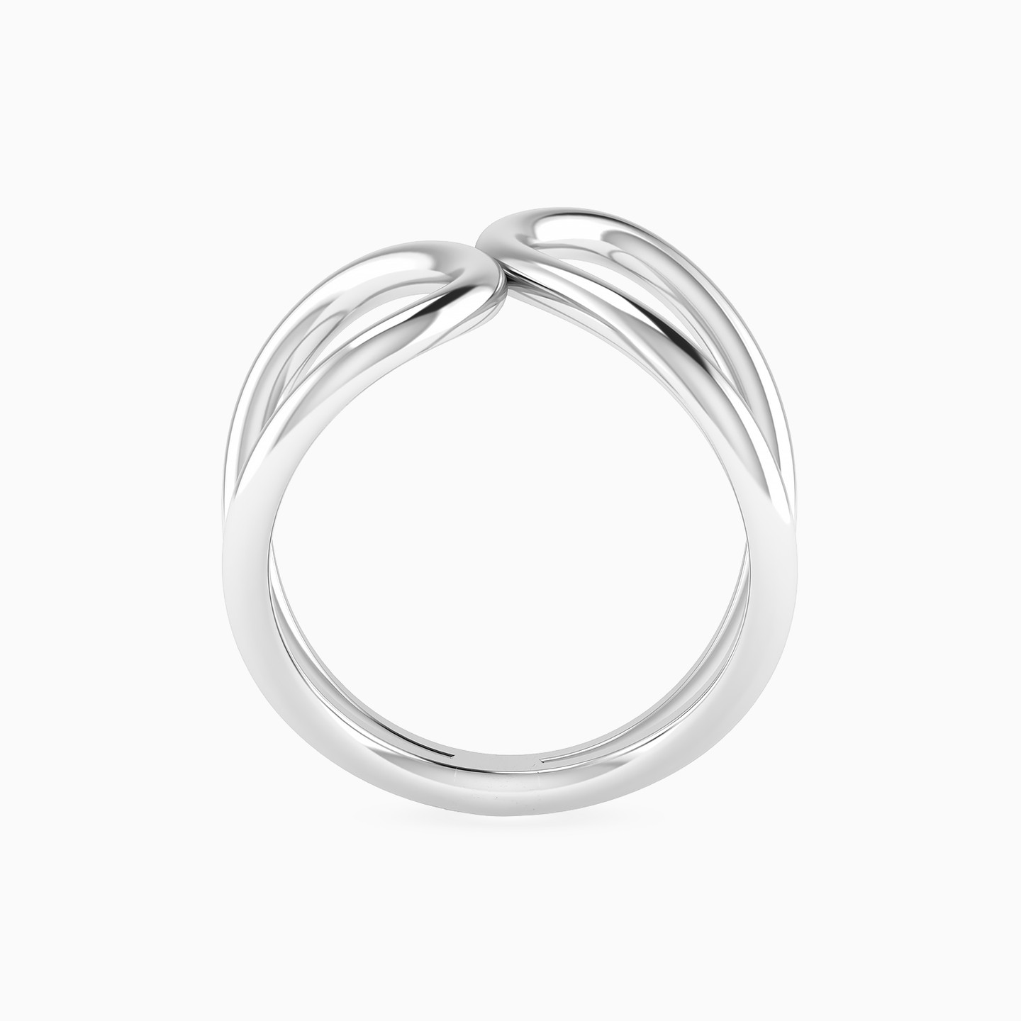 Curving Open Loops Ring in Silver (Size 18) - 4 Curving Open Loops Ring in Silver (Size 18) - 4