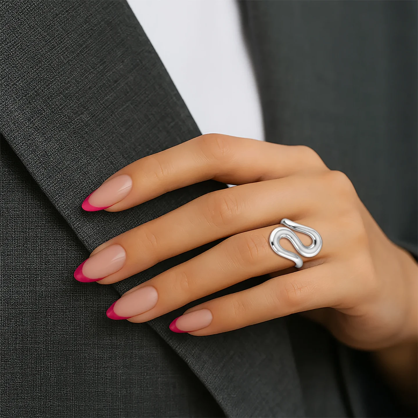 Fluid Curves Ring in Silver (Size 16) - 2 Fluid Curves Ring in Silver (Size 16) - 2