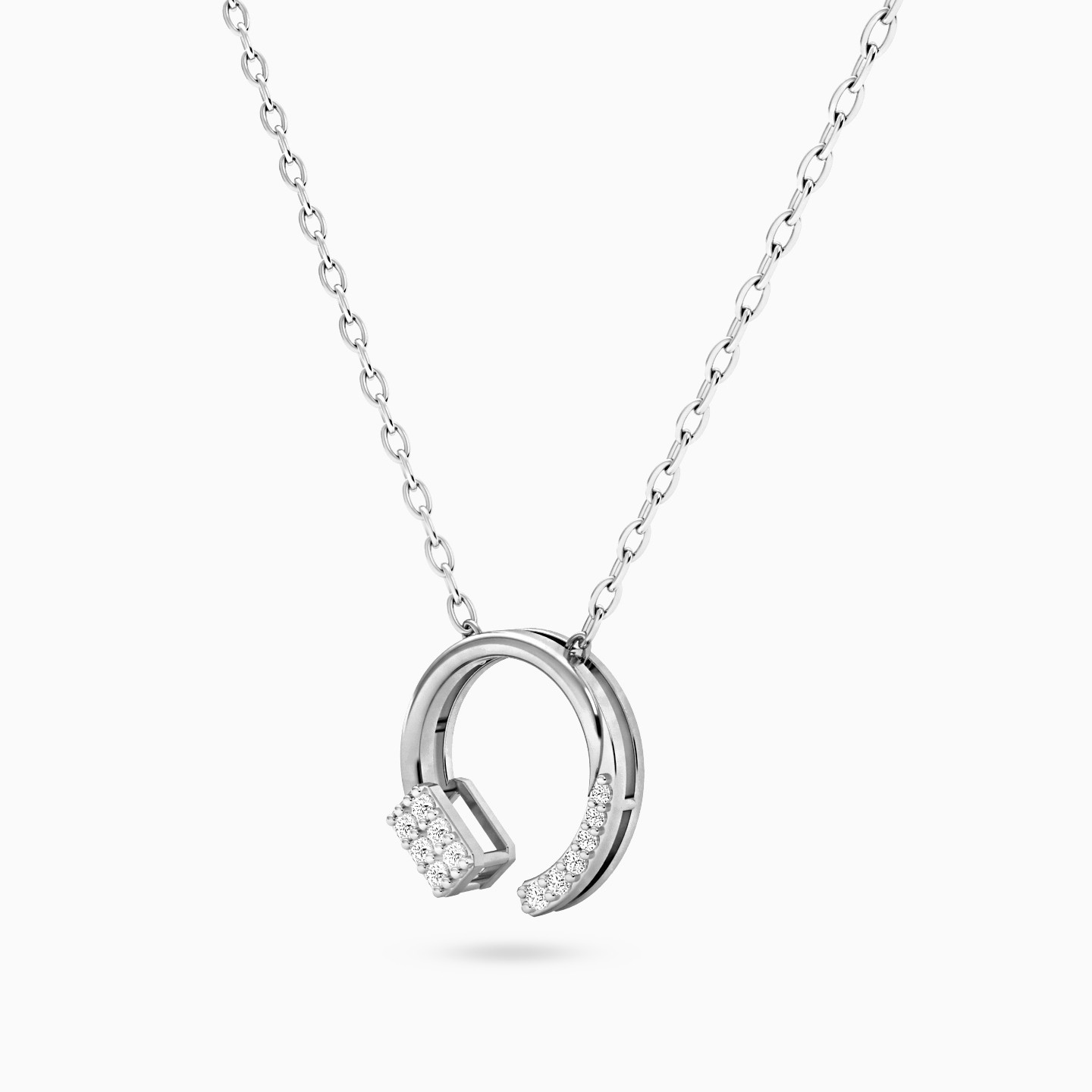Open Circle Diamonds Necklace In 18K Gold - 2 Open Circle Diamonds Necklace In 18K Gold - 2
