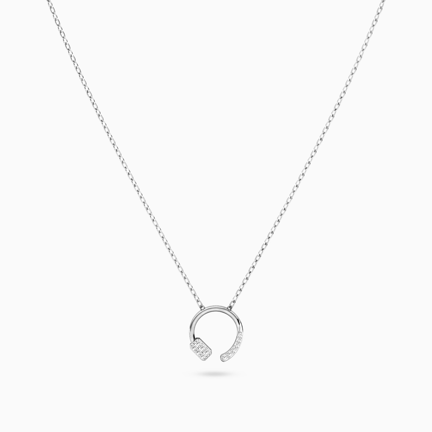 Open Circle Diamonds Necklace In 18K Gold - 3 Open Circle Diamonds Necklace In 18K Gold - 3