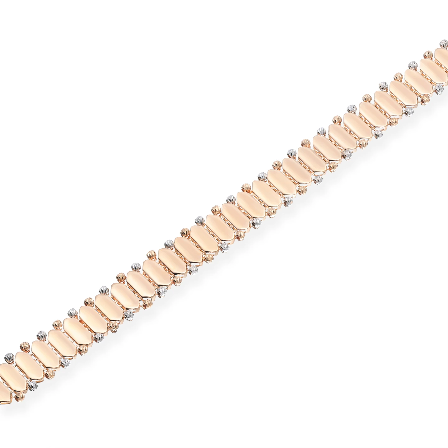 Hexagonal Units & Beads Chain Bracelet in 21K Gold - 2 Hexagonal Units & Beads Chain Bracelet in 21K Gold - 2