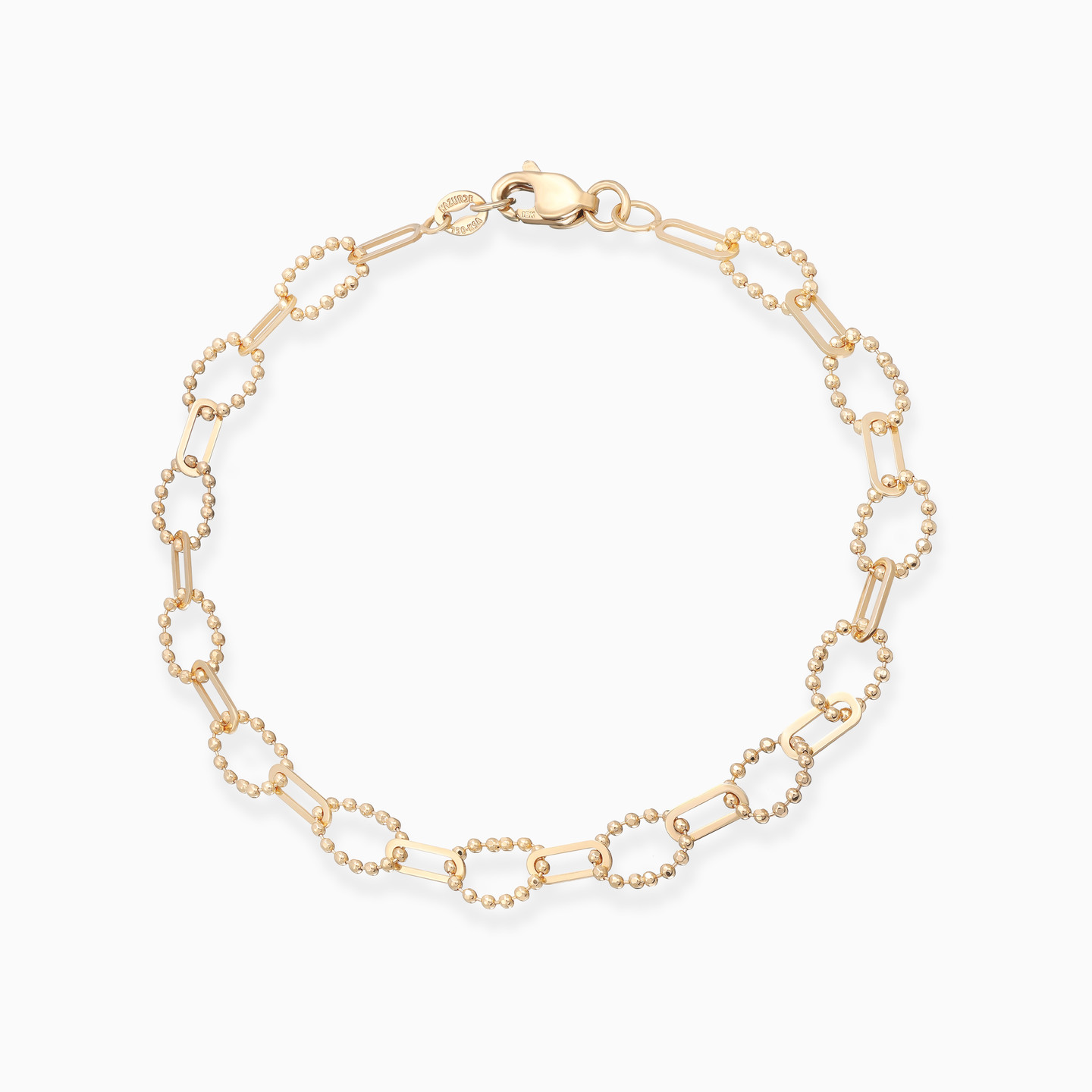 Paperclip & Beaded Oval Links Chain Bracelet in 18K Gold Paperclip & Beaded Oval Links Chain Bracelet in 18K Gold