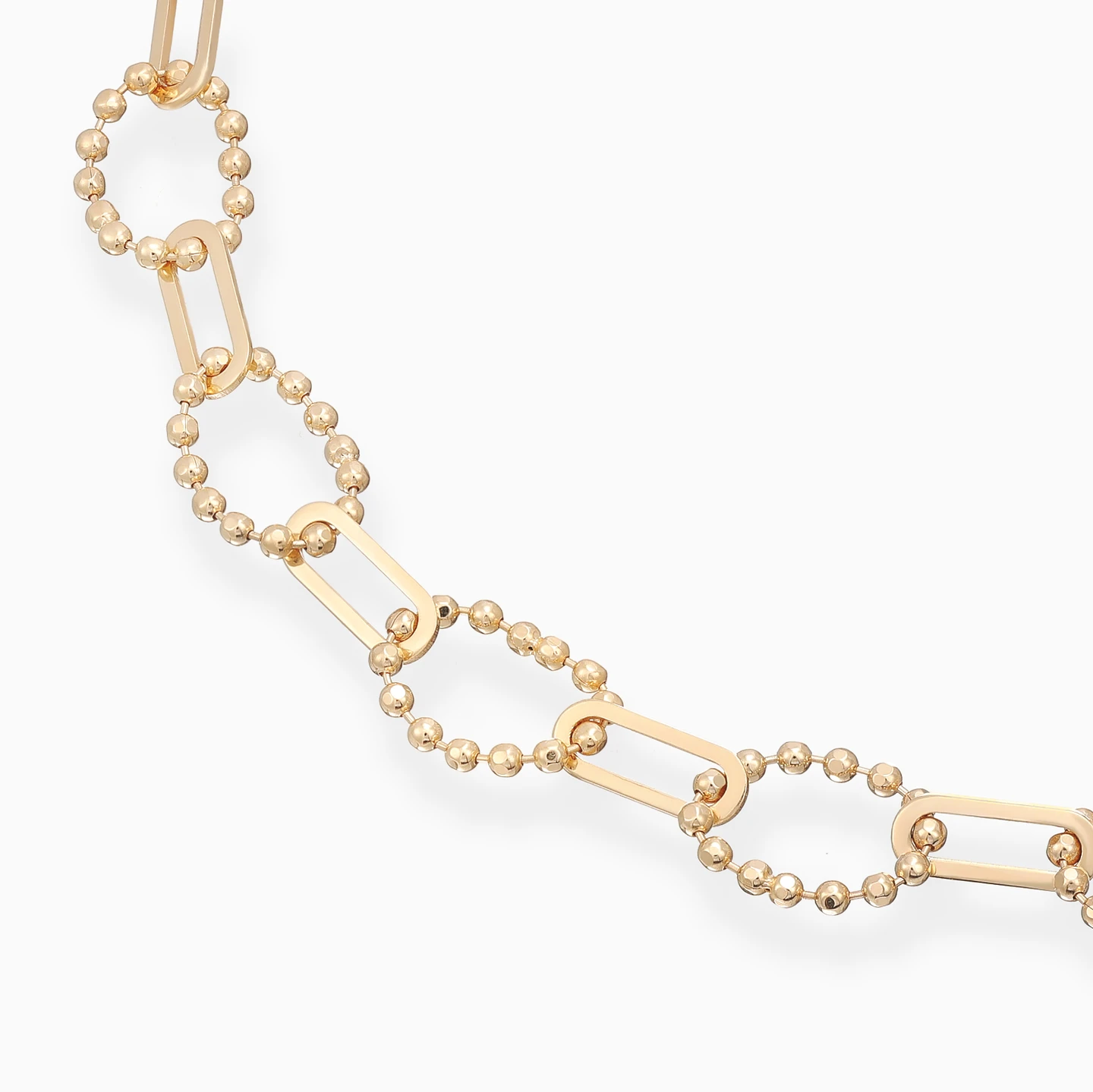 Paperclip & Beaded Oval Links Chain Bracelet in 18K Gold - 3 Paperclip & Beaded Oval Links Chain Bracelet in 18K Gold - 3