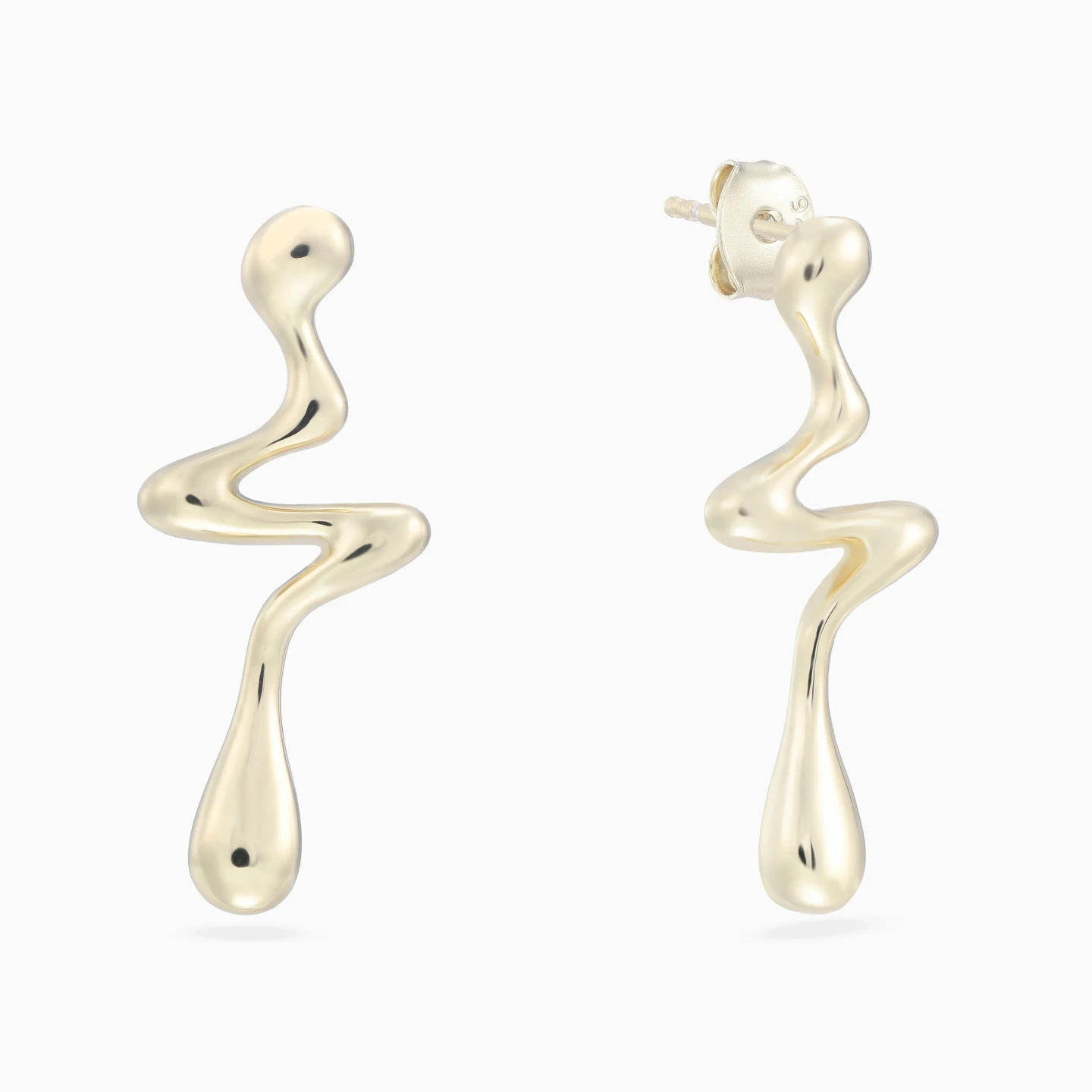Heartbeat Pulse Drop Earrings in Yellow Gold Plating Heartbeat Pulse Drop Earrings in Yellow Gold Plating