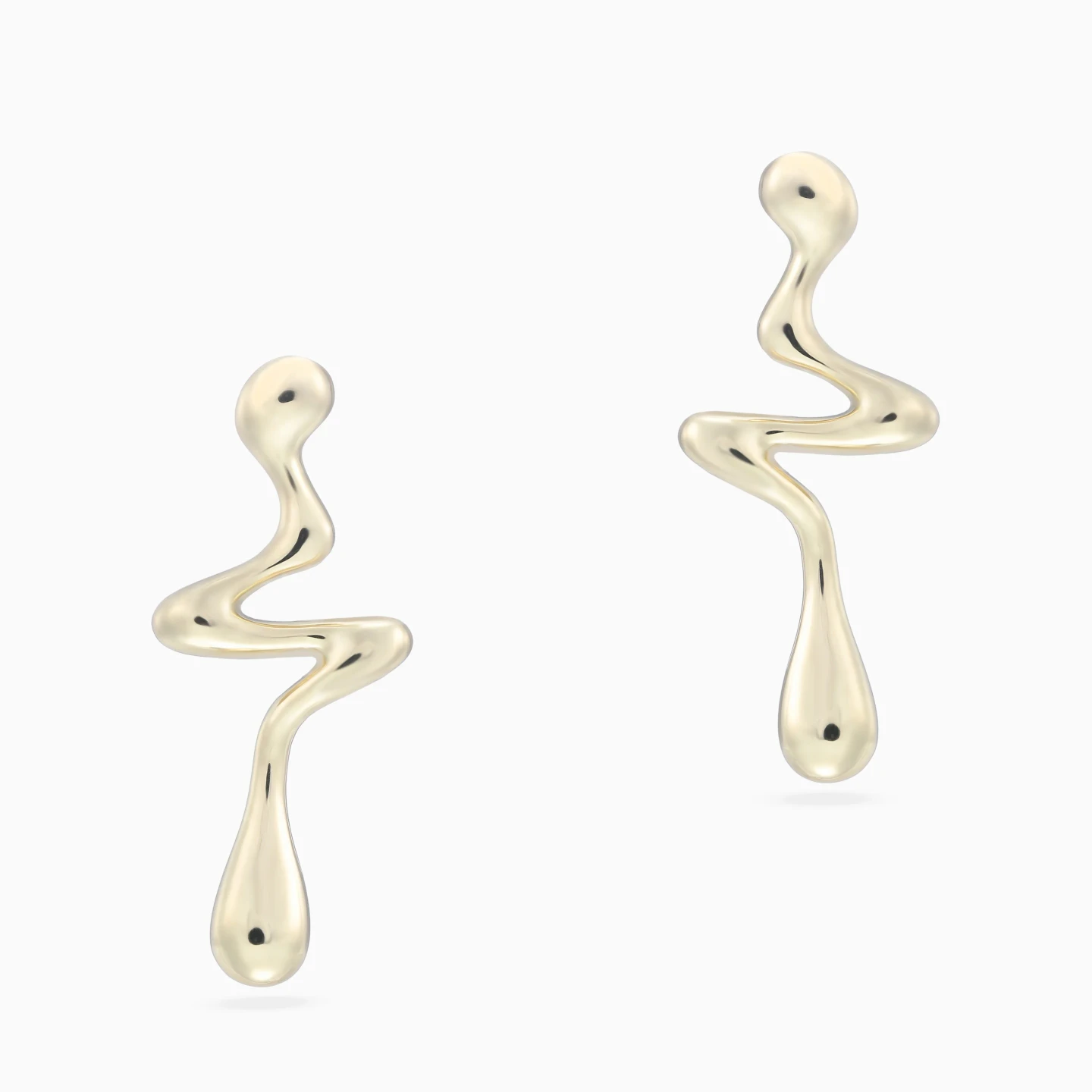Heartbeat Pulse Drop Earrings in Yellow Gold Plating - 3 Heartbeat Pulse Drop Earrings in Yellow Gold Plating - 3