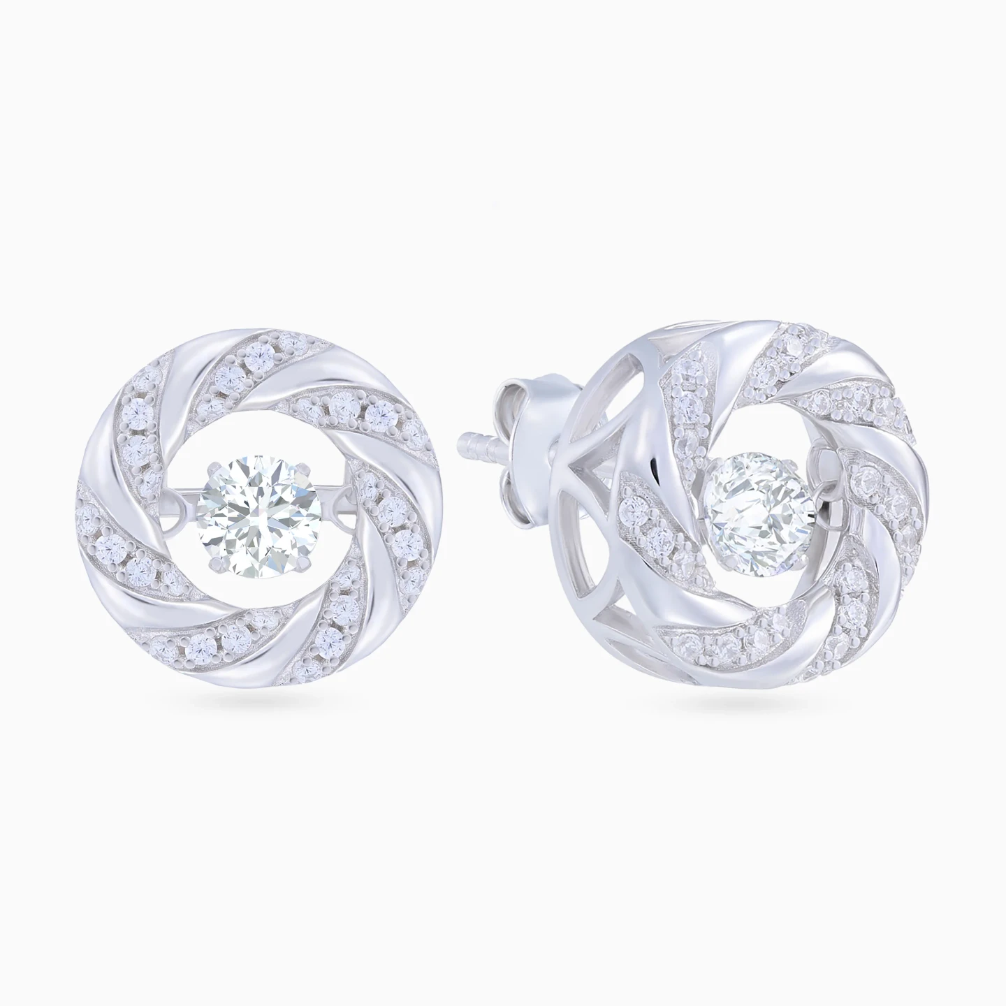 Round Spiral Cubic Zirconia Stud Earrings in Sterling Silver Round Spiral Cubic Zirconia Stud Earrings in Sterling Silver